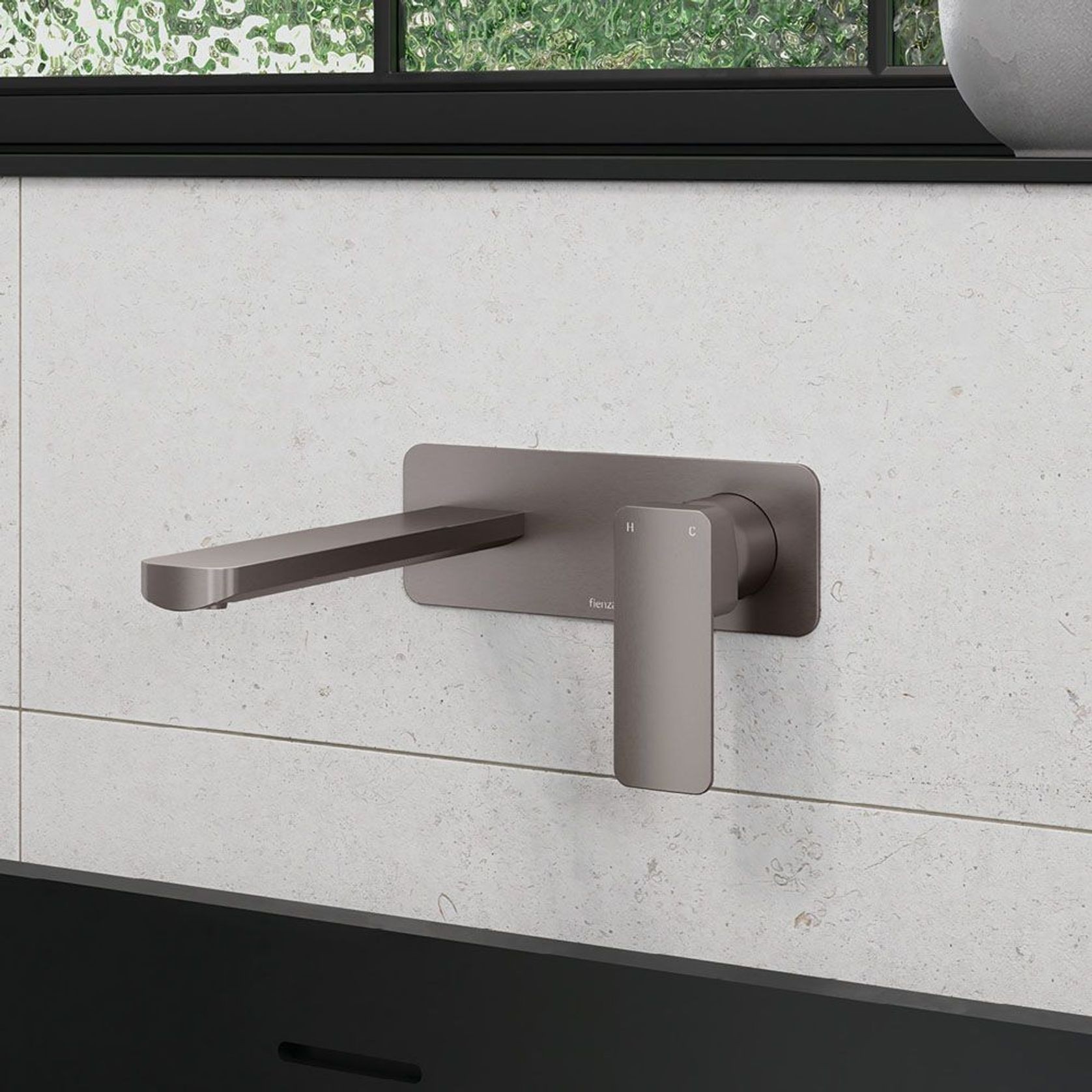 Tono Basin/Bath Wall Mixer Set, Rectangular Plate gallery detail image