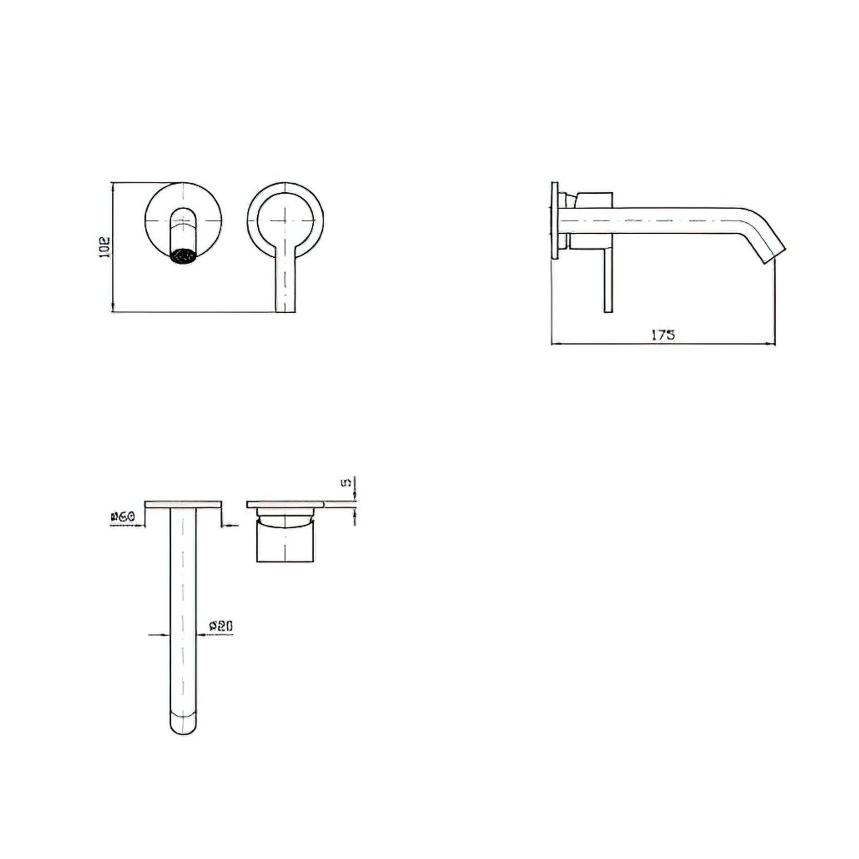 Gill Wall Mounted Basin Mixer 175mm gallery detail image