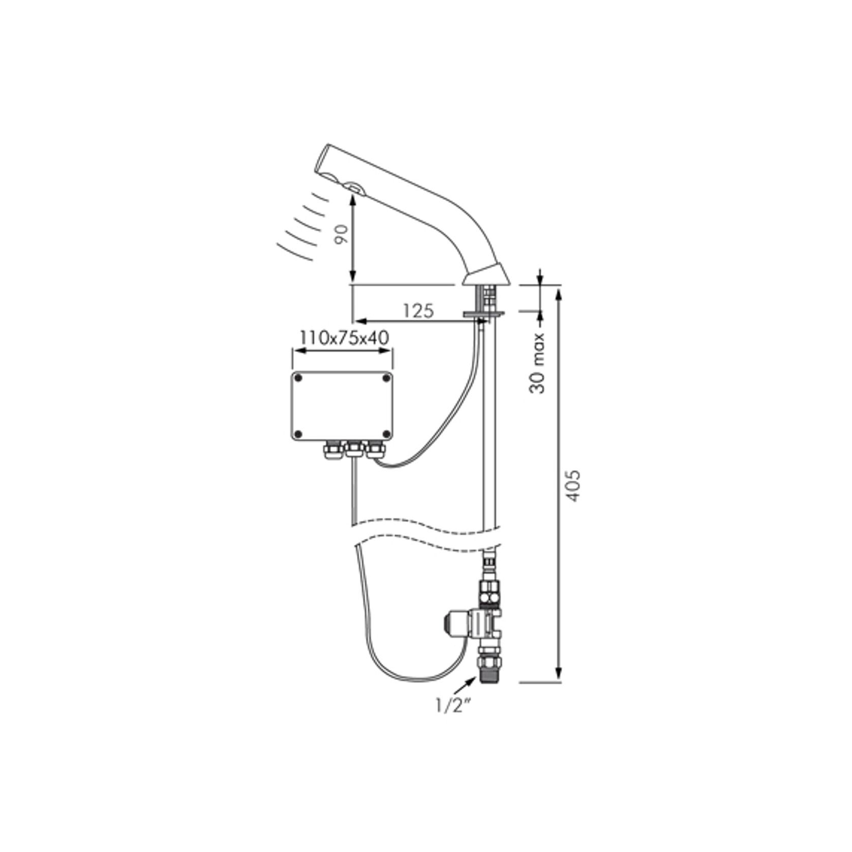 Delabie Binoptic Electronic Basin Tap gallery detail image