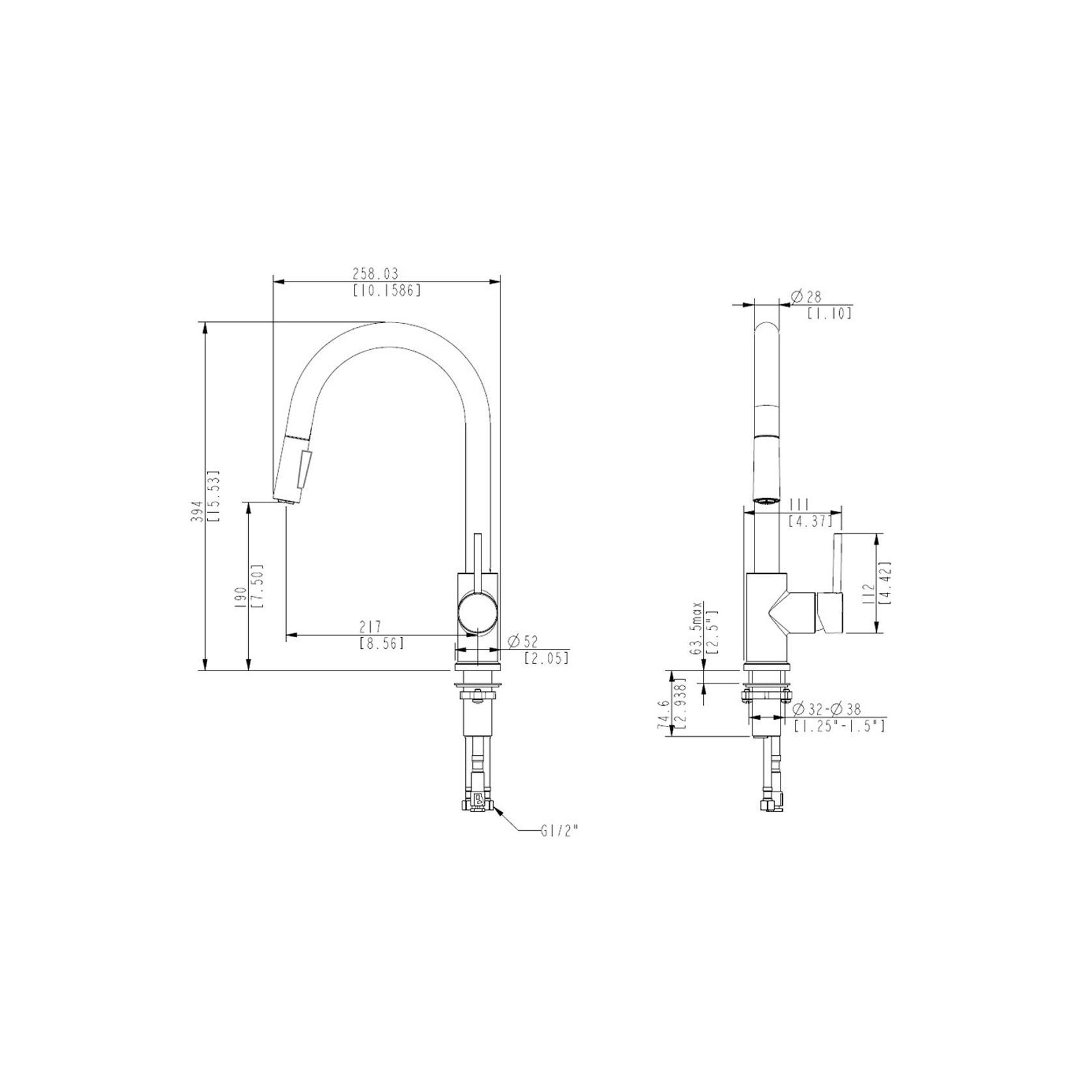 Uno Goose Neck Kitchen Mixer With Pull Out Spray gallery detail image