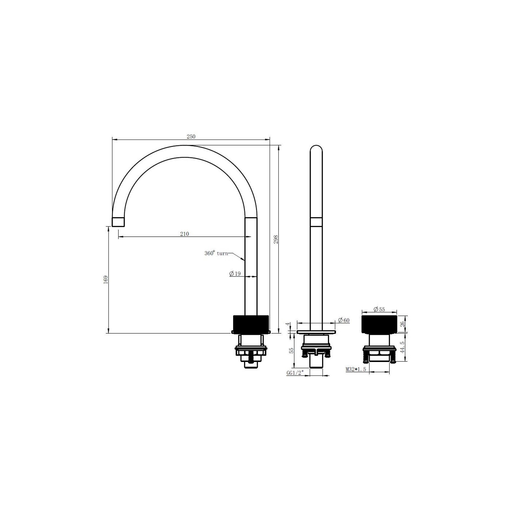 Lente Progressive High Spout Deck Mounted Basin Mixer gallery detail image