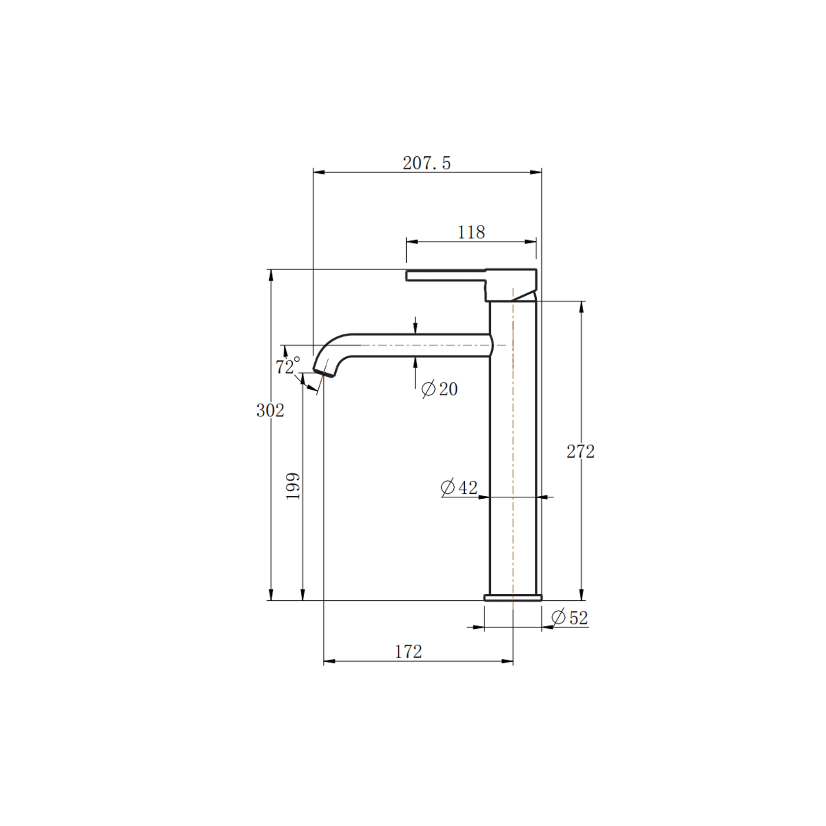 Lucid Pin Tall Basin Mixer Brushed Brass gallery detail image