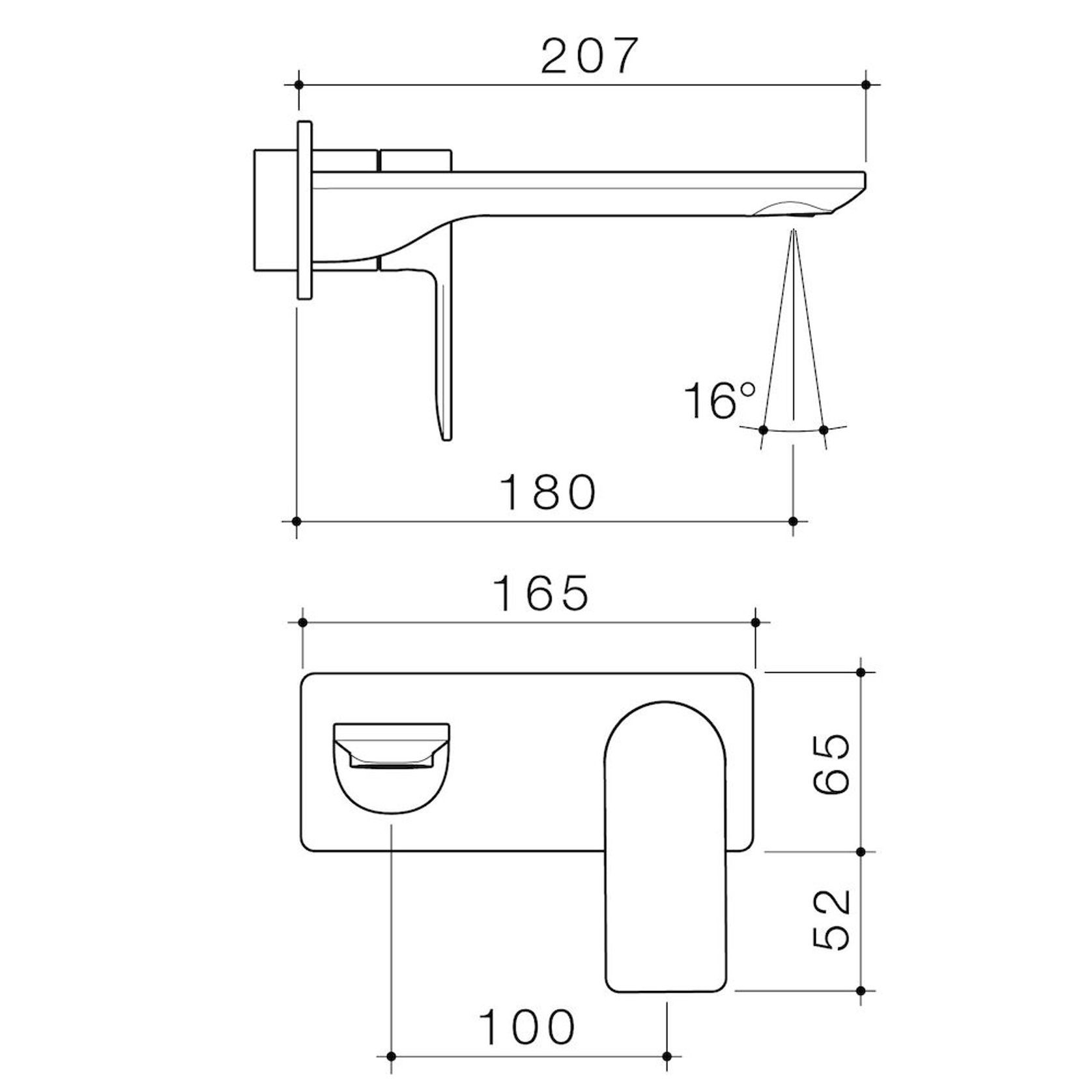 Urbane II Wall Basin Bath Trim Kit 180mm Rectangular Cover Plate gallery detail image