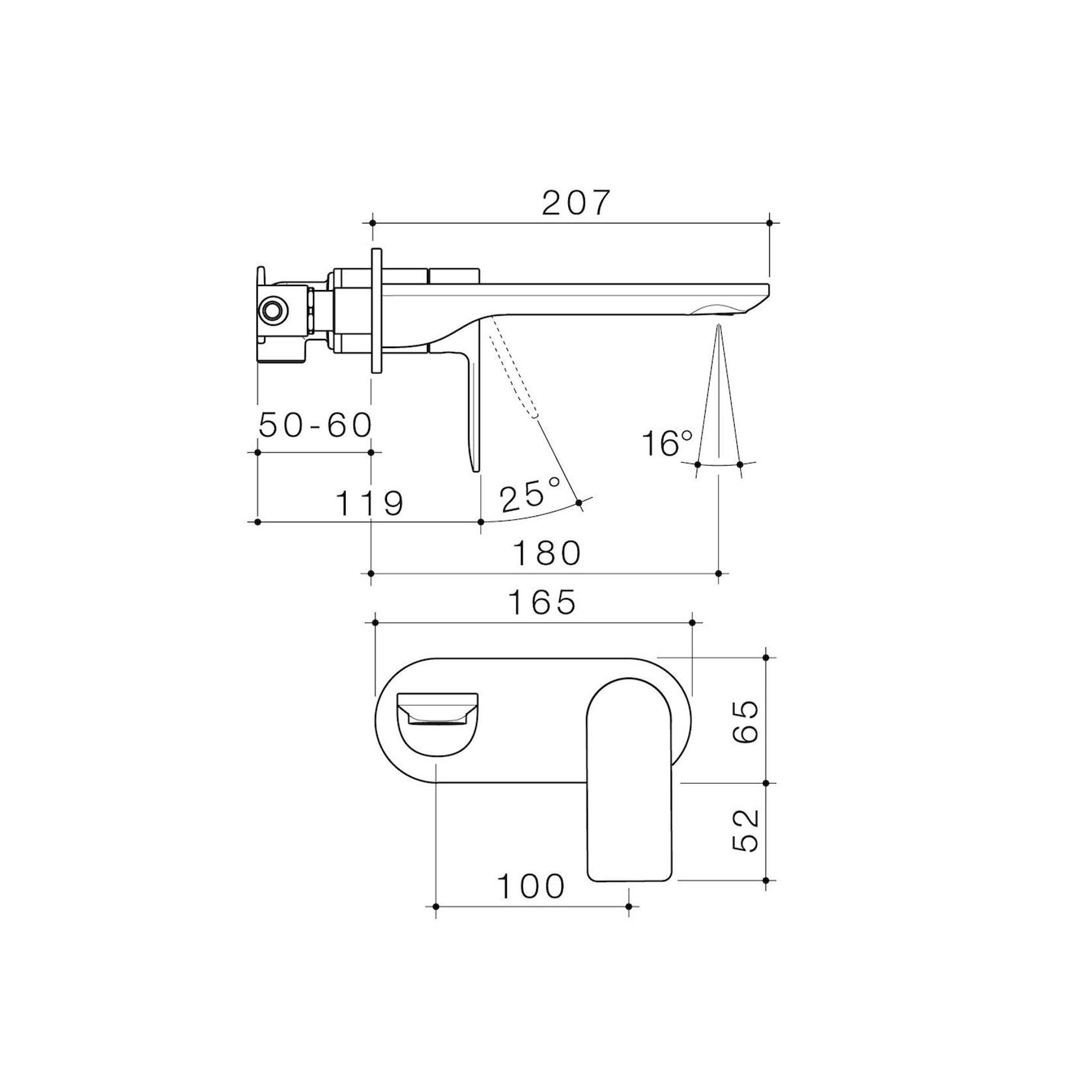 Urbane II Wall Basin/Bath Mixer 180mm Rounded Cover gallery detail image