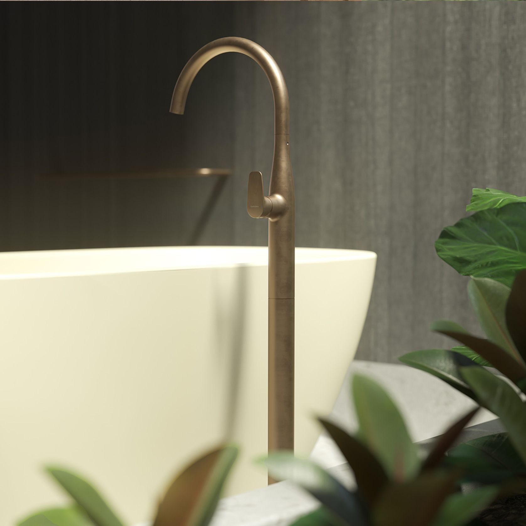 Contura II Freestanding Bath Filler | Brushed Bronze gallery detail image