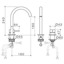 Liano II Hob Basin Mixer Set 160mm gallery detail image