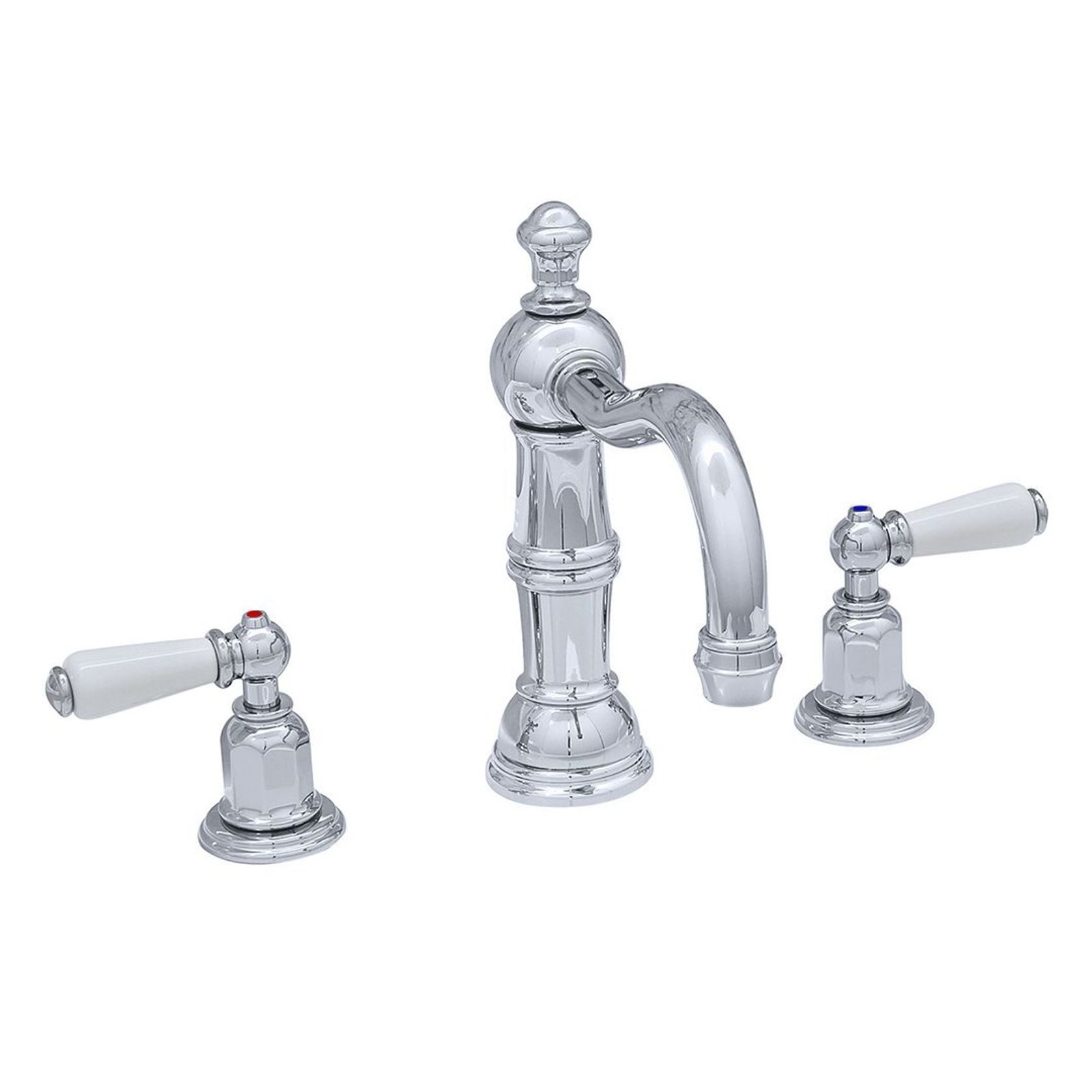 Perrin & Rowe - Three hole basin set with country spout and white porcelain levers gallery detail image