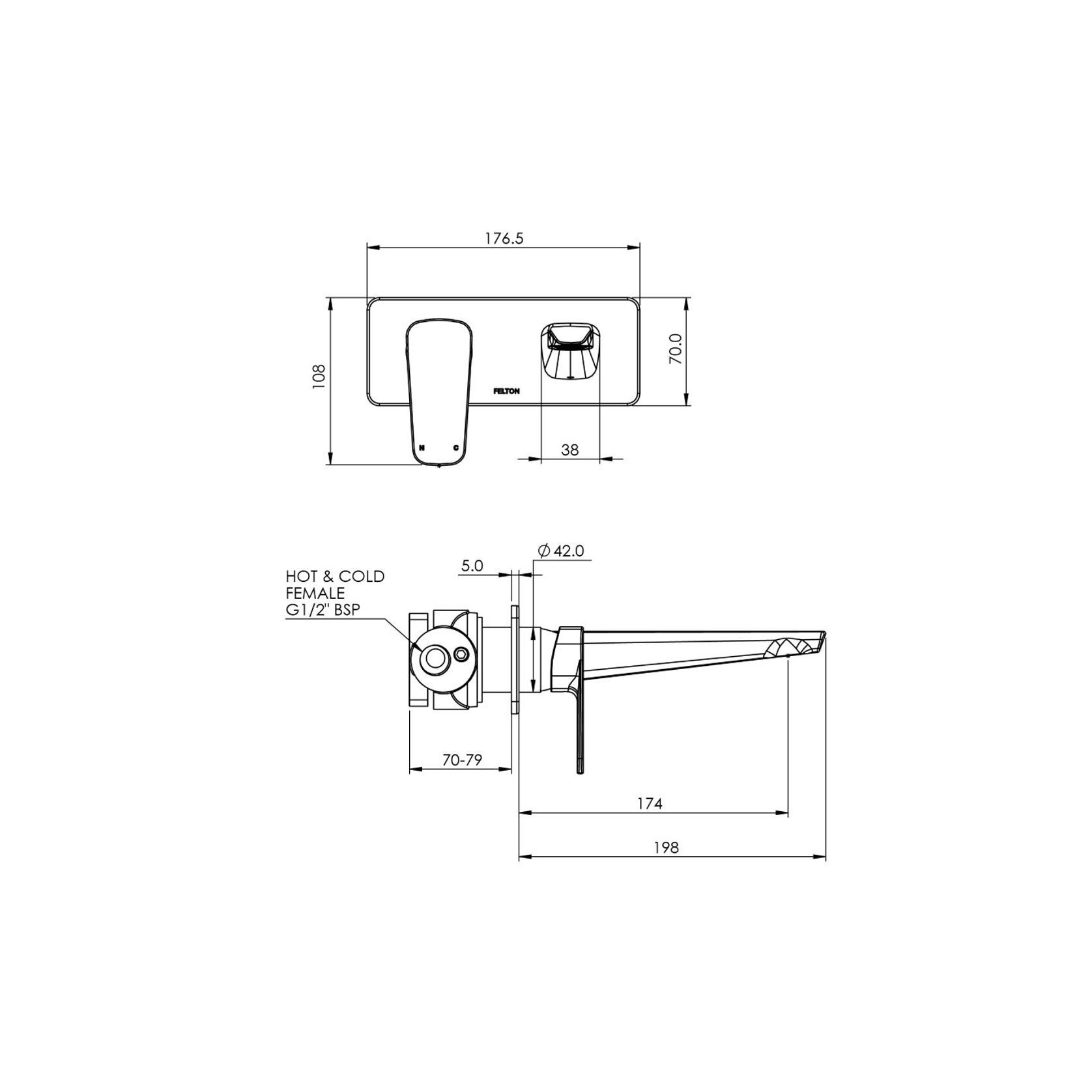 Axiss II Wall Mounted Basin/Bath Mixer 35mm L/H gallery detail image