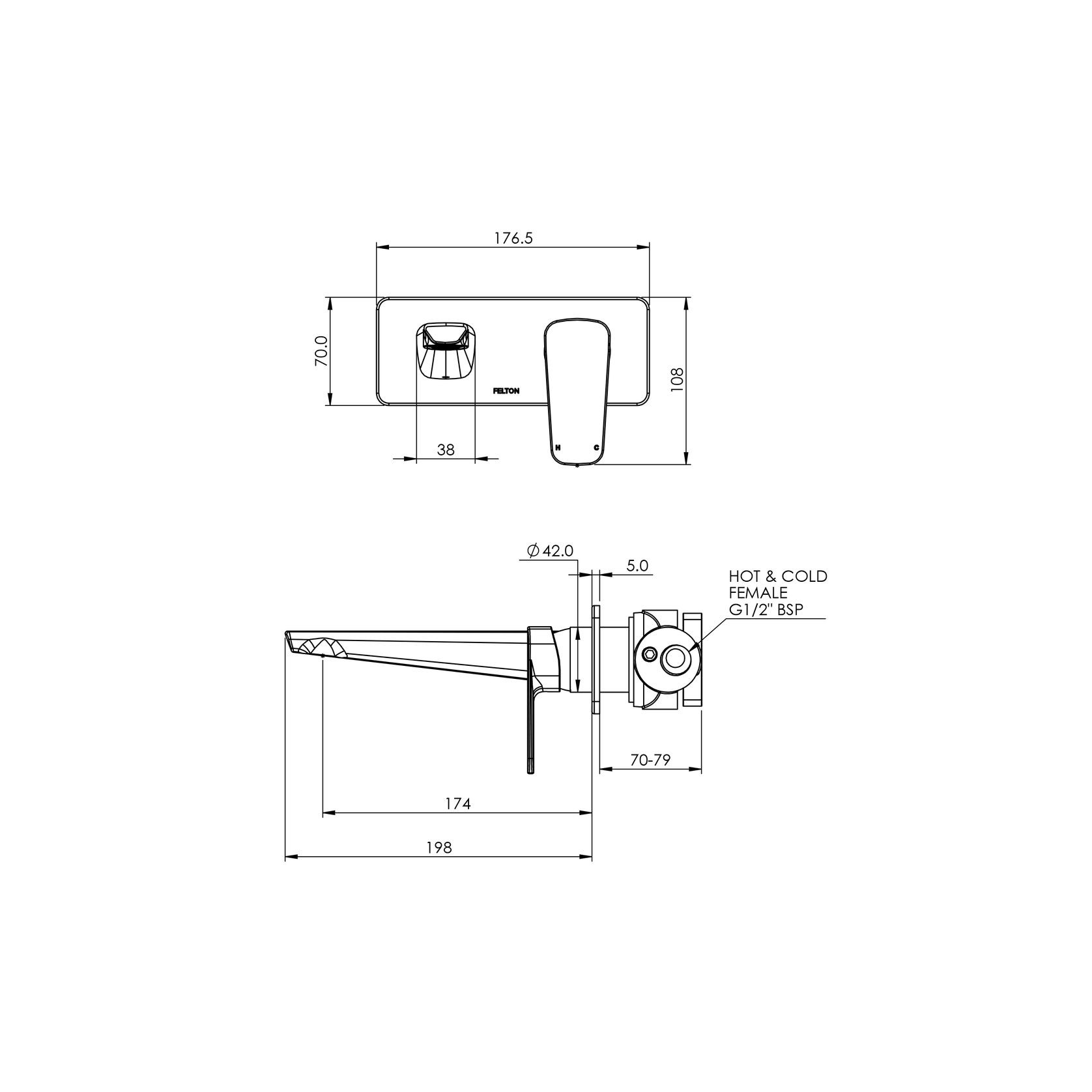 Axiss II Wall Mounted Basin/Bath Mixer 35mm gallery detail image