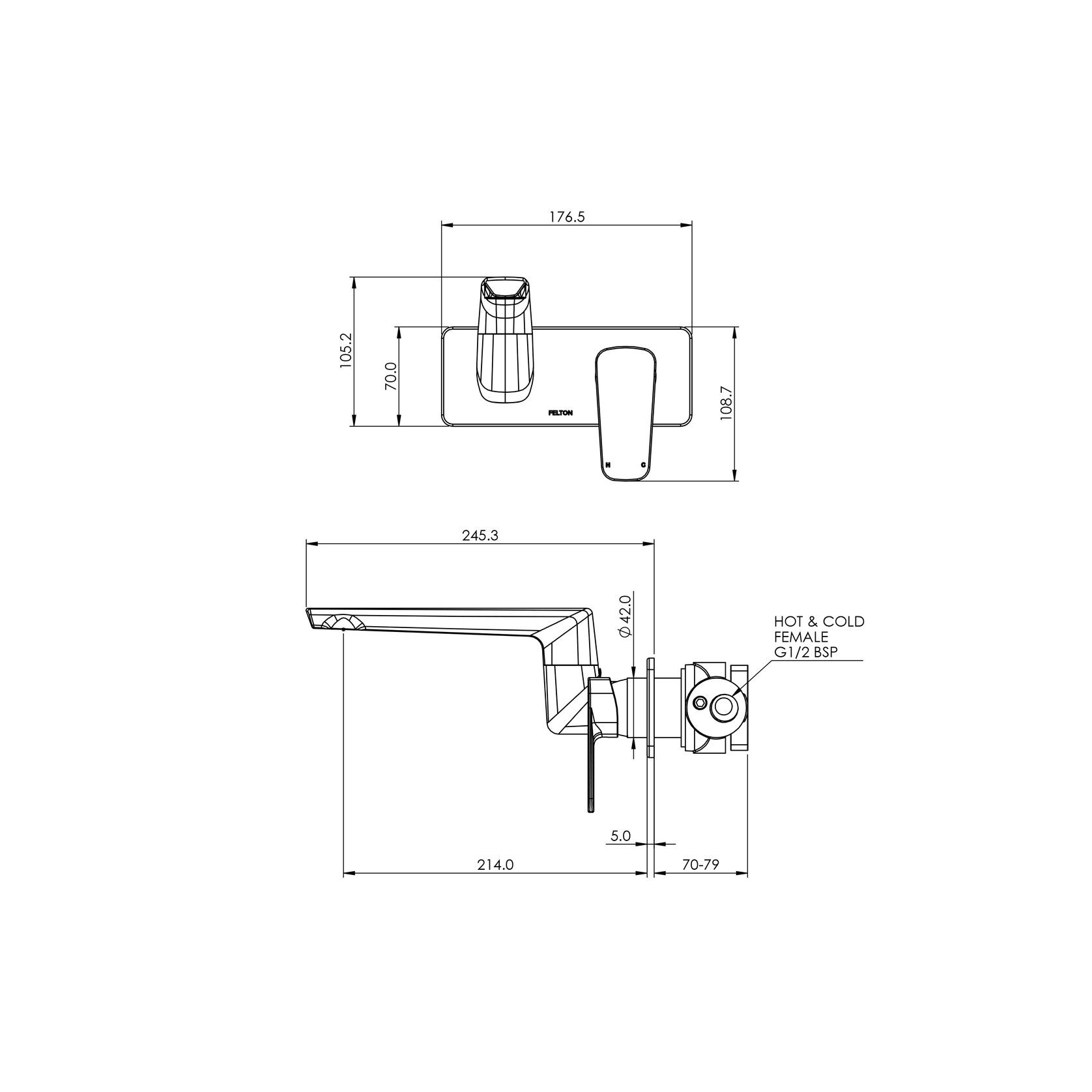 Axiss II Wall Mounted Swivel Basin/Bath Mixer 35mm gallery detail image