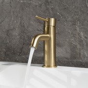 Mira Brushed Brass Gold Short Basin Mixer gallery detail image