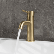 Mira Brushed Brass Gold Short Basin Mixer gallery detail image