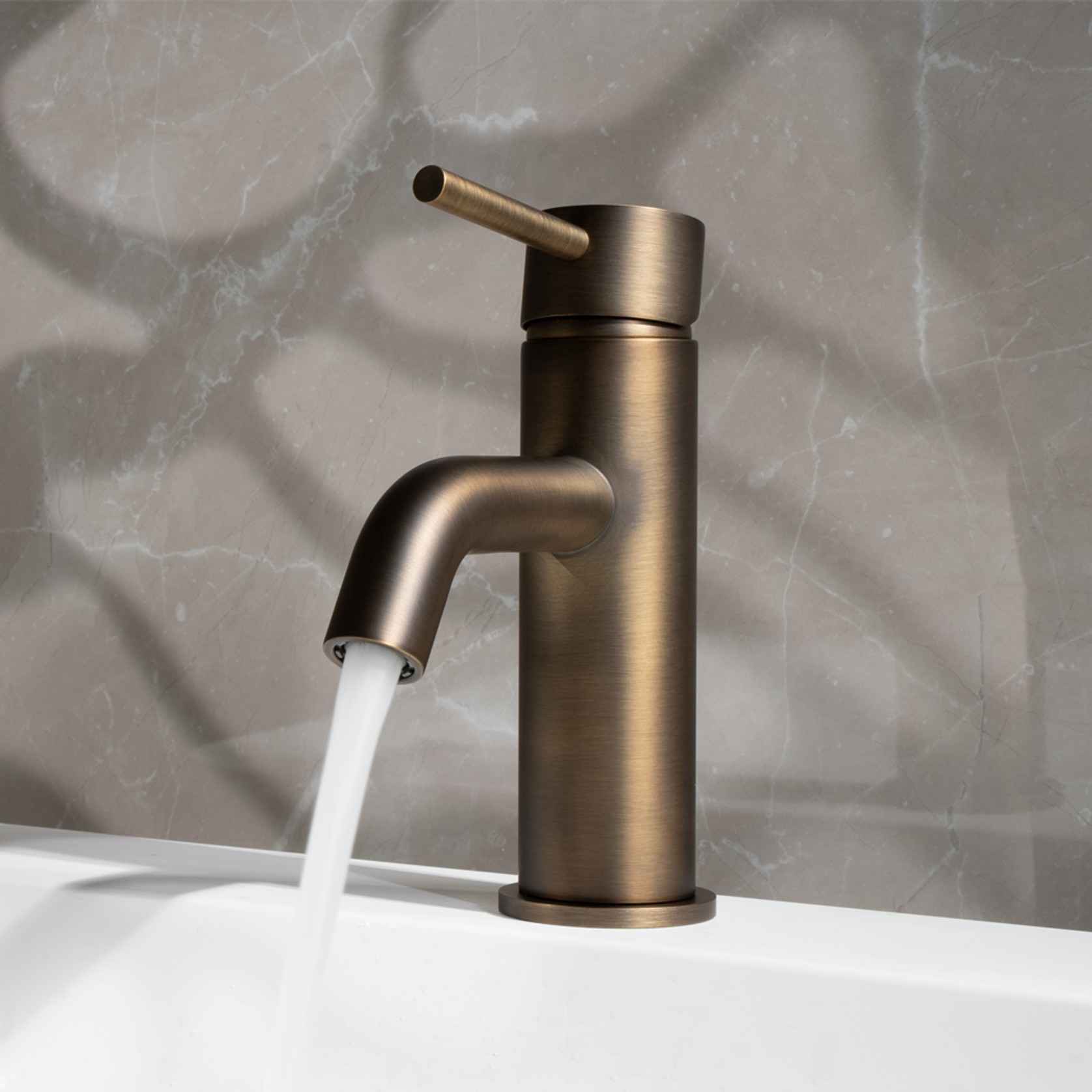 Mira Brushed Vintage Antique Brass Short Basin Mixer gallery detail image