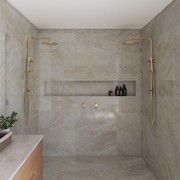 Mira Brushed Brass Gold Wall Mixer gallery detail image