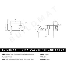 Mira Brushed Vintage Antique Brass Wall Mixer and Spout gallery detail image