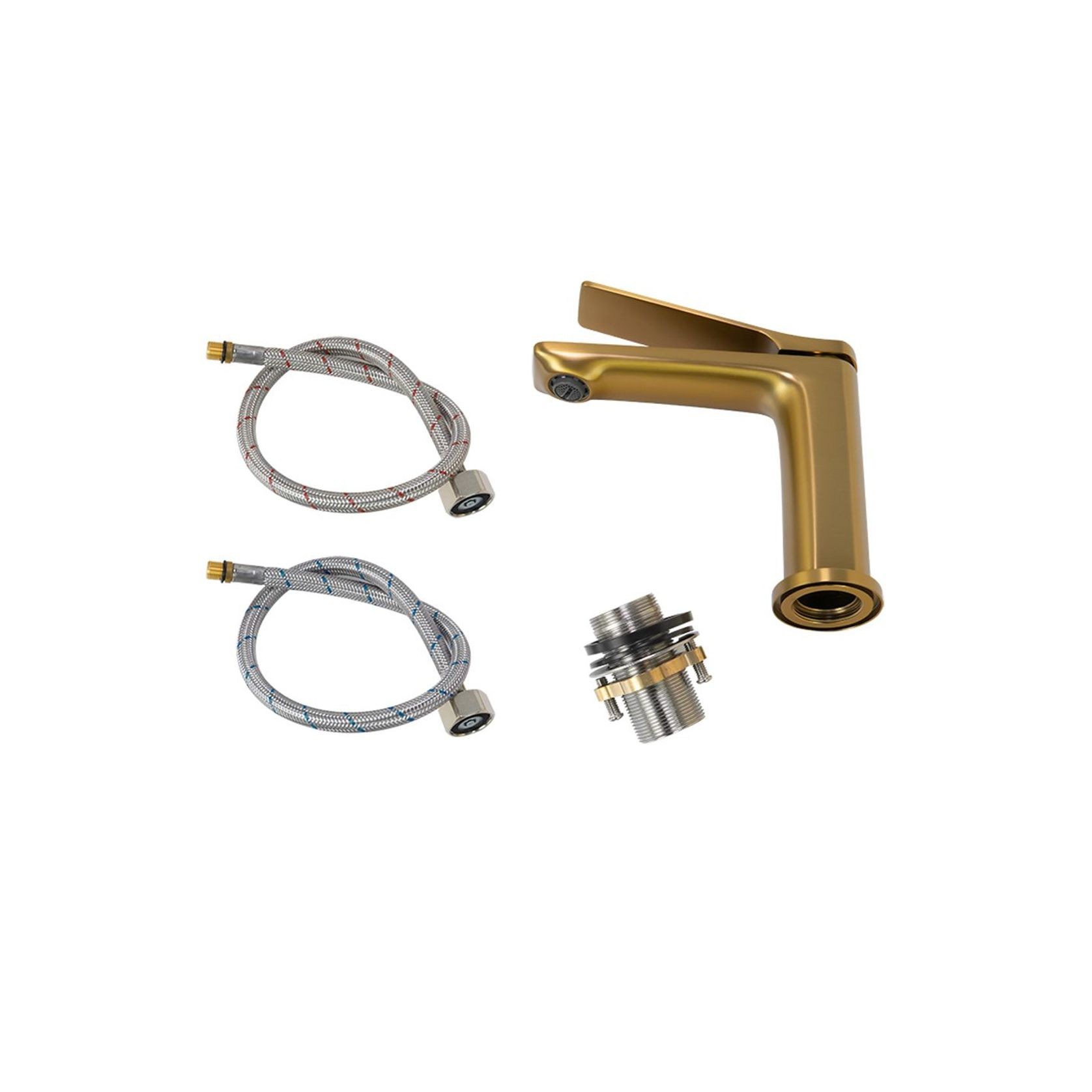 Rushy Basin Mixer Brushed Brass gallery detail image