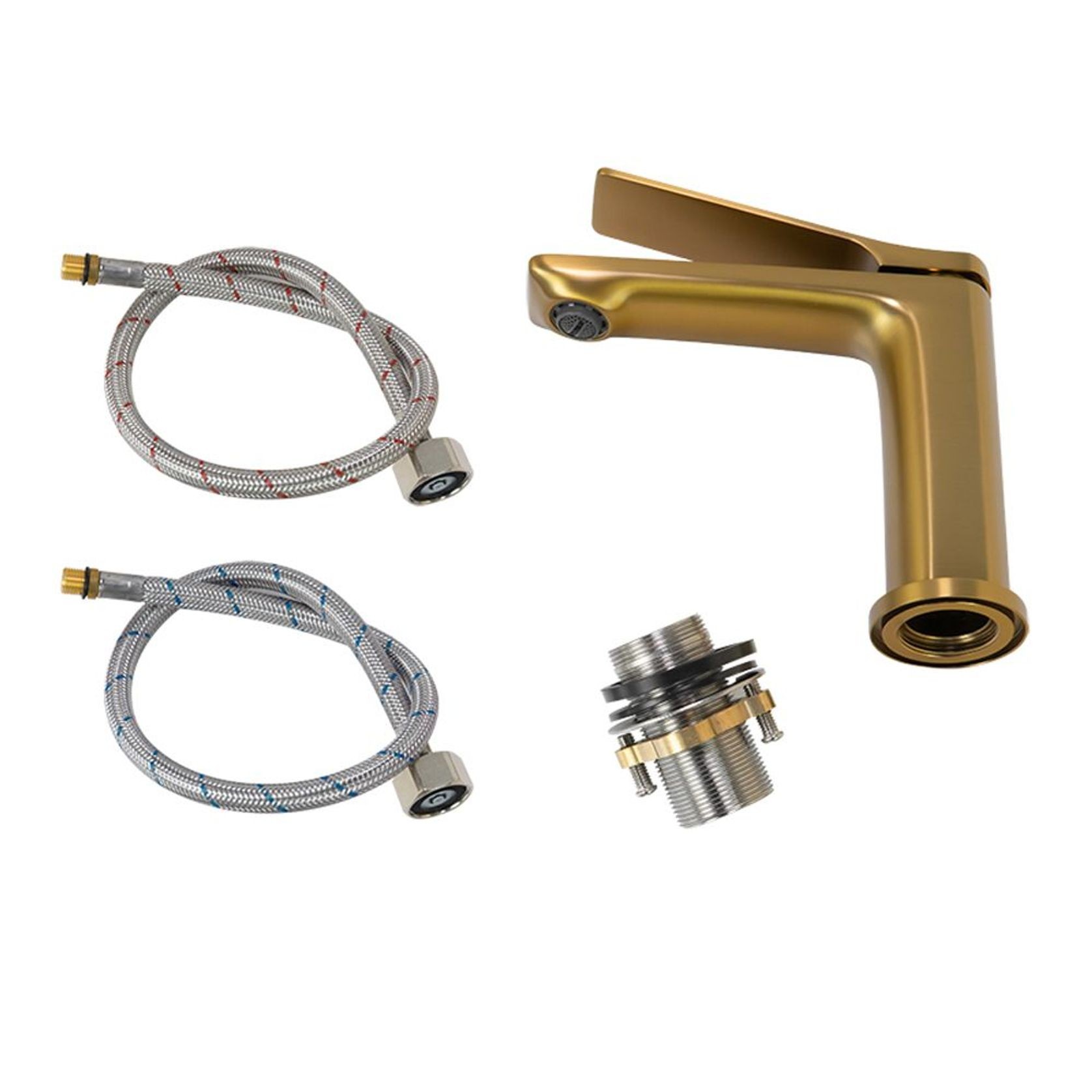 Rushy Basin Mixer Brushed Brass gallery detail image