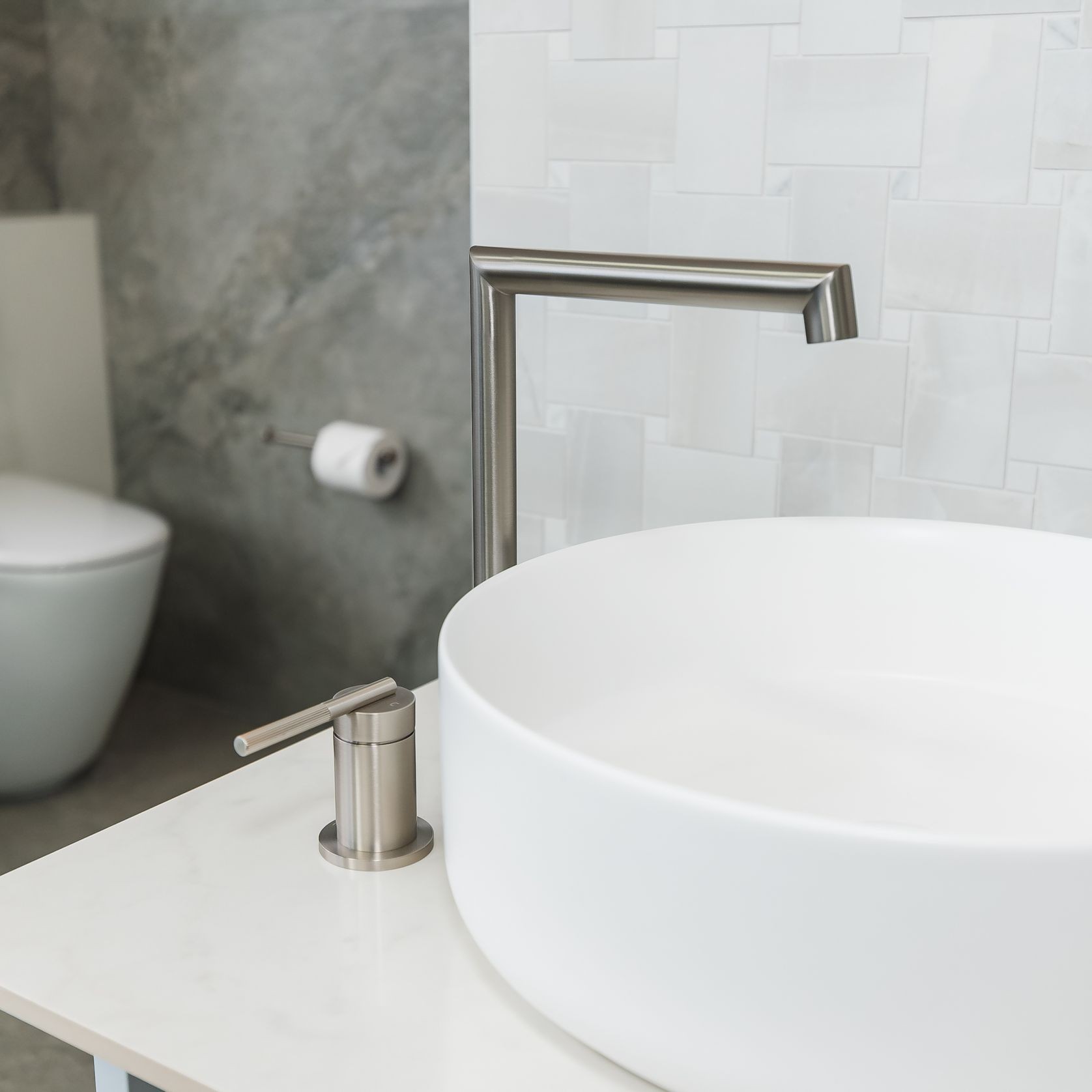 Caddence Split Type Basin Mixer Brushed Nickel gallery detail image