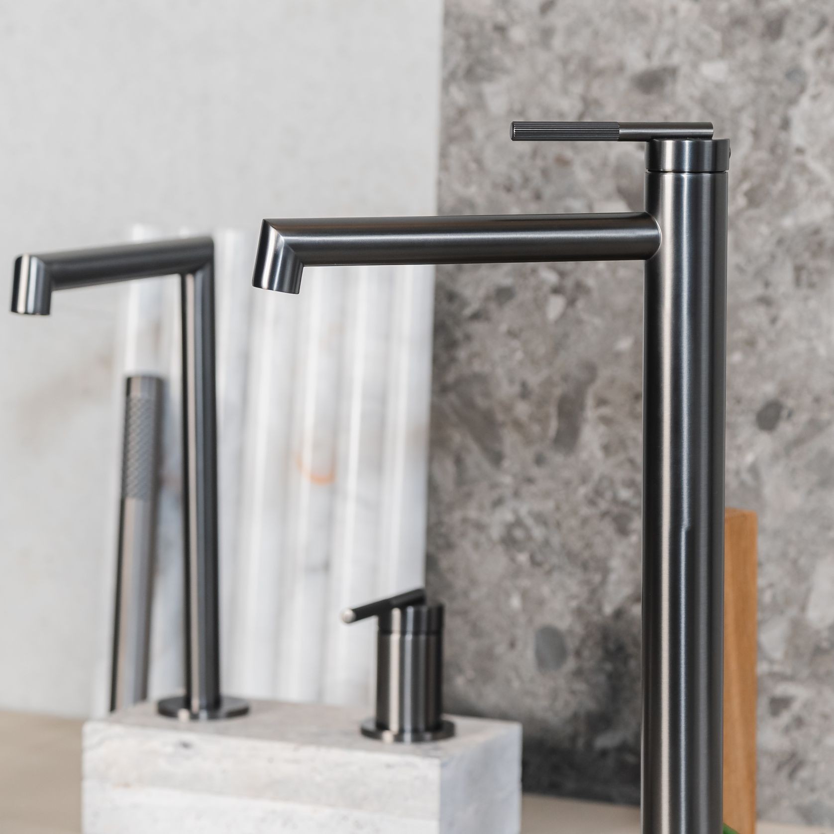 Caddence Tall Basin Mixer Gun Metal Grey gallery detail image