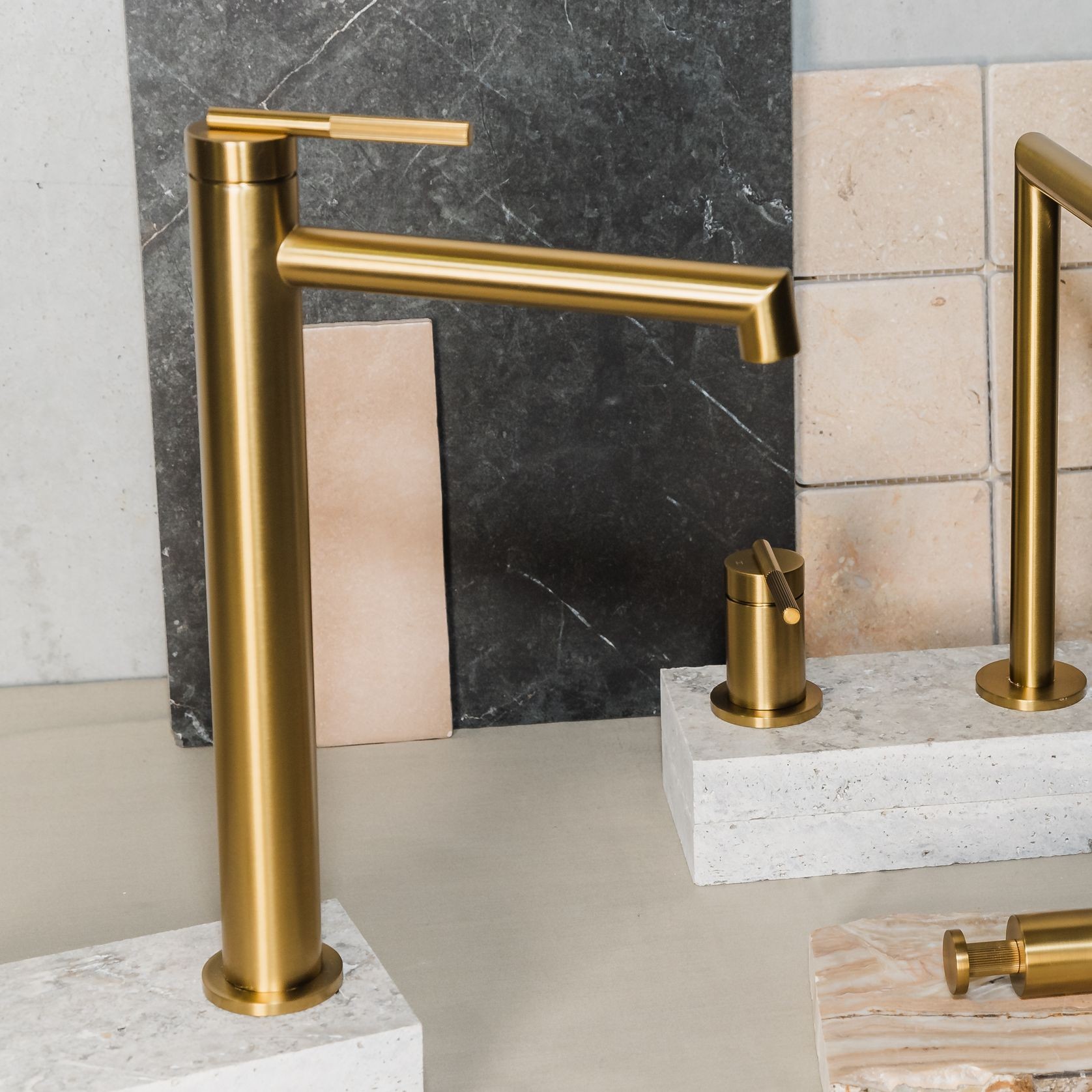 Caddence Tall Basin Mixer Brushed Brass gallery detail image