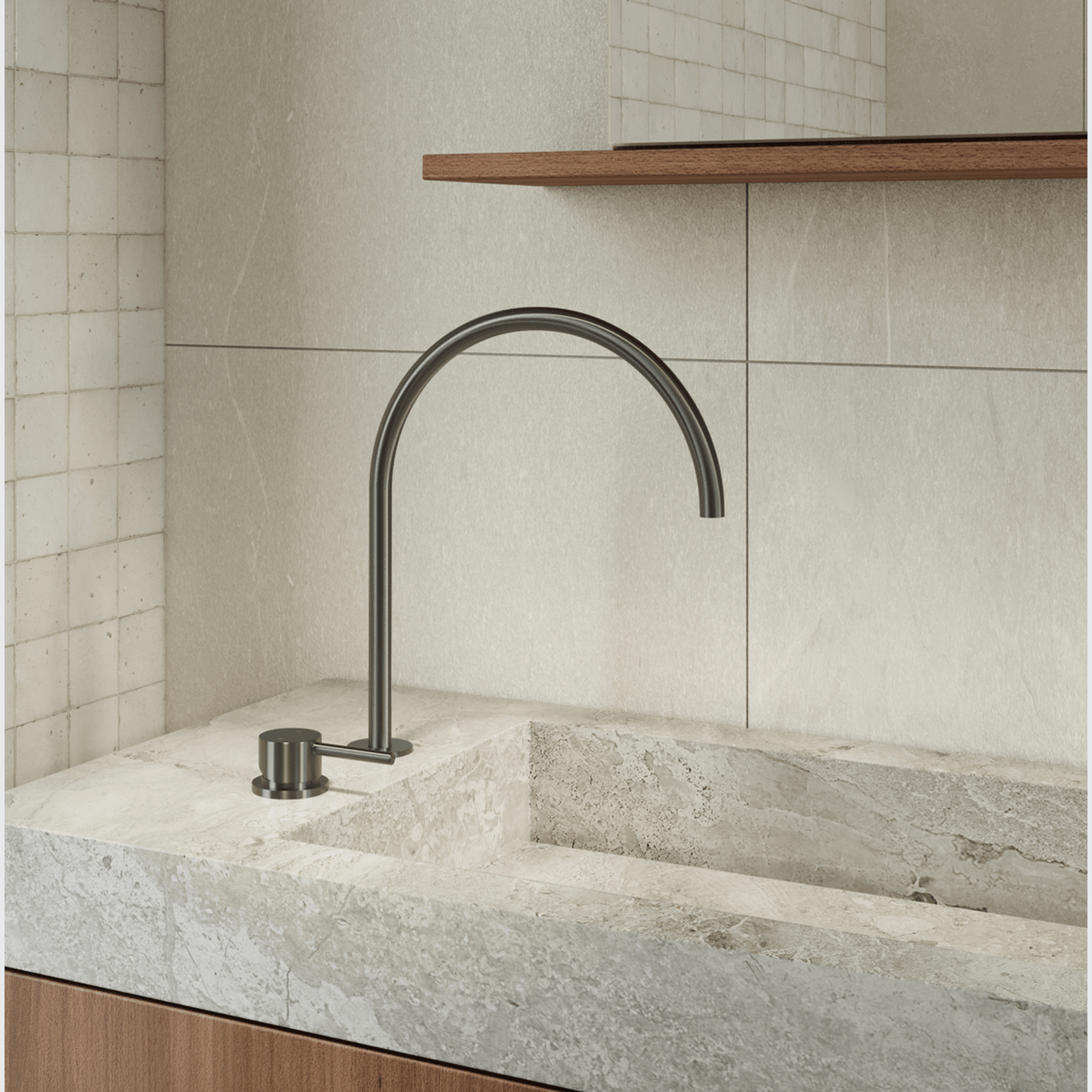 Elysian Bench-Mounted Mixer | Brushed Gunmetal gallery detail image