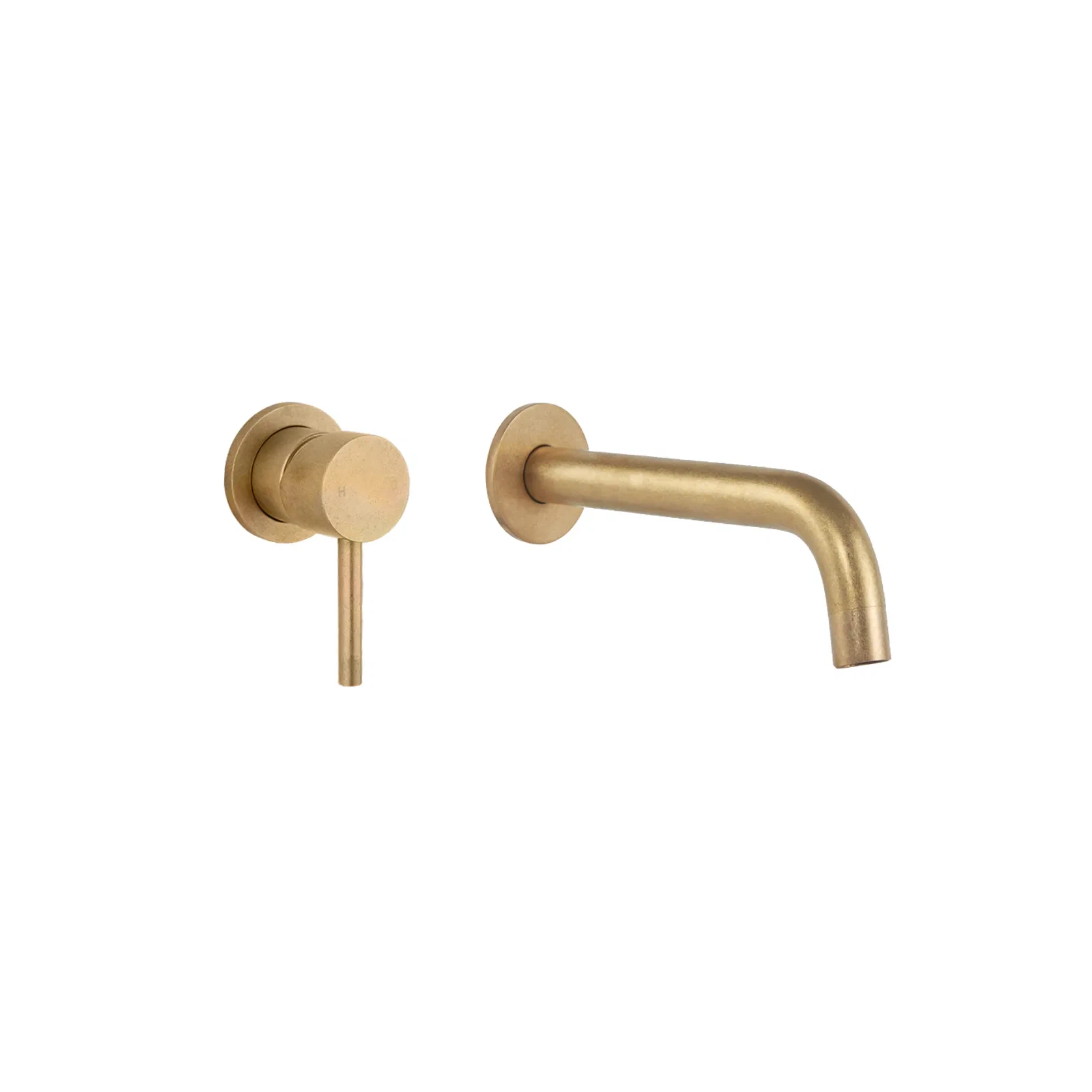 Elysian Minimal Mixer & Spout Set - Tumbled Aged Brass gallery detail image