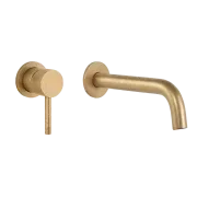 Elysian Minimal Mixer & Spout Set - Tumbled Aged Brass gallery detail image