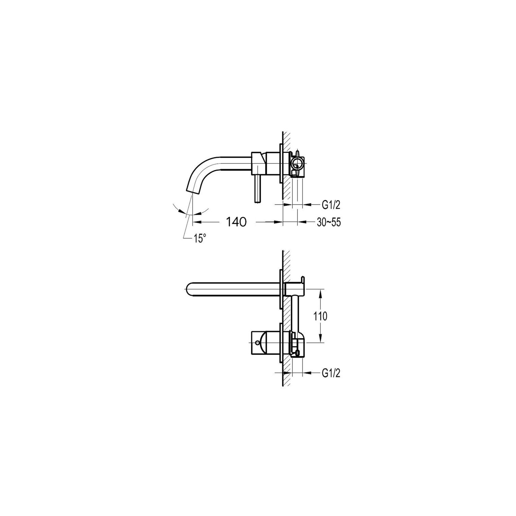 Carbon Wall Mounted Basin Mixer Short Spout Satin Black gallery detail image