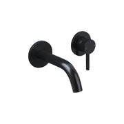 Carbon Wall Mounted Basin Mixer Short Spout Satin Black gallery detail image