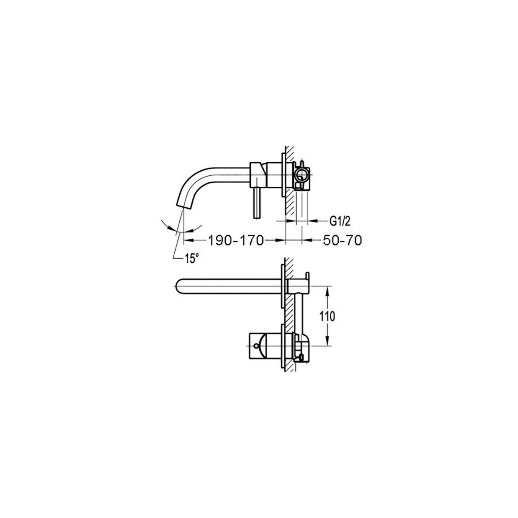 Carbon Wall Mounted Basin Mixer Satin Black gallery detail image