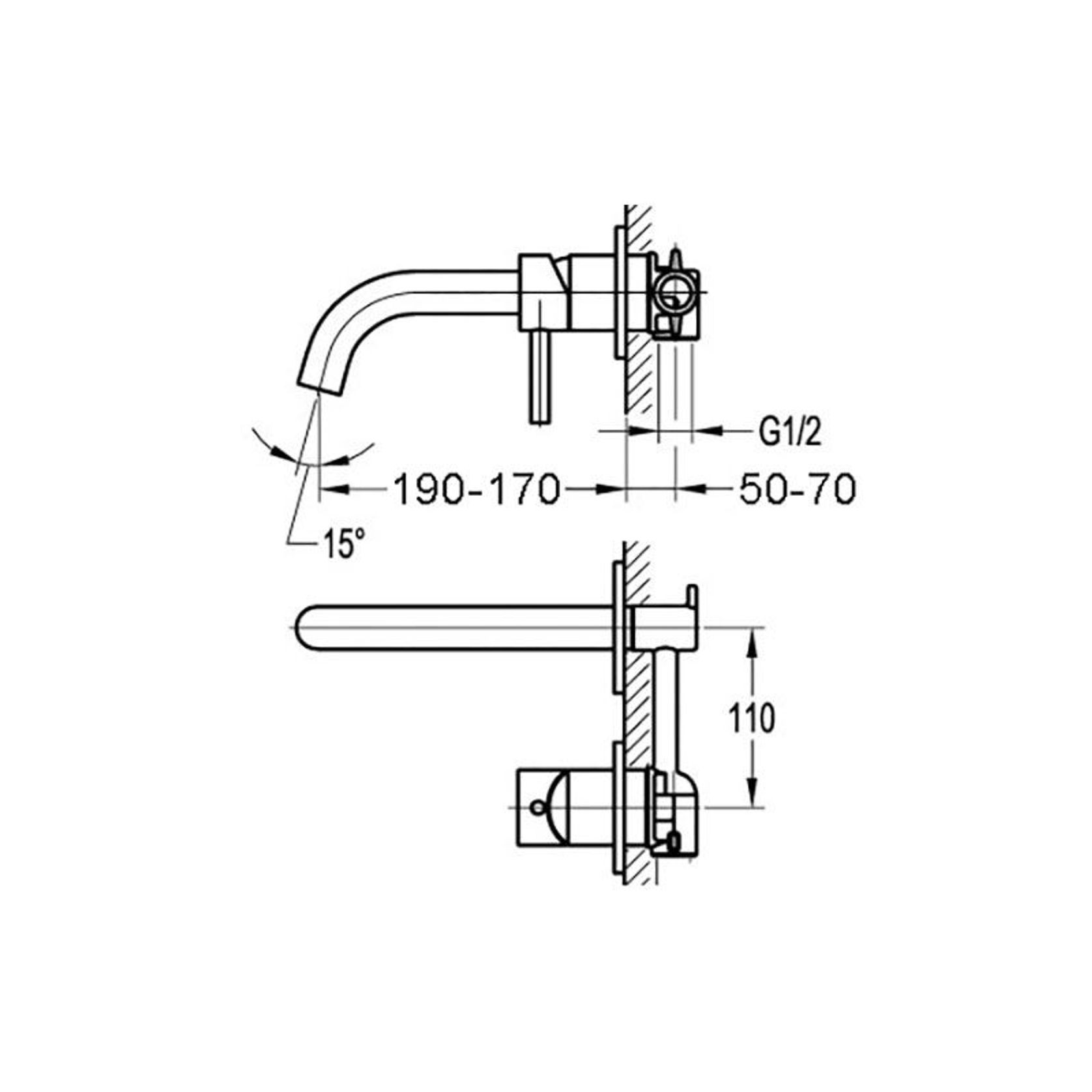 Carbon Wall Mounted Basin Mixer Satin Black gallery detail image