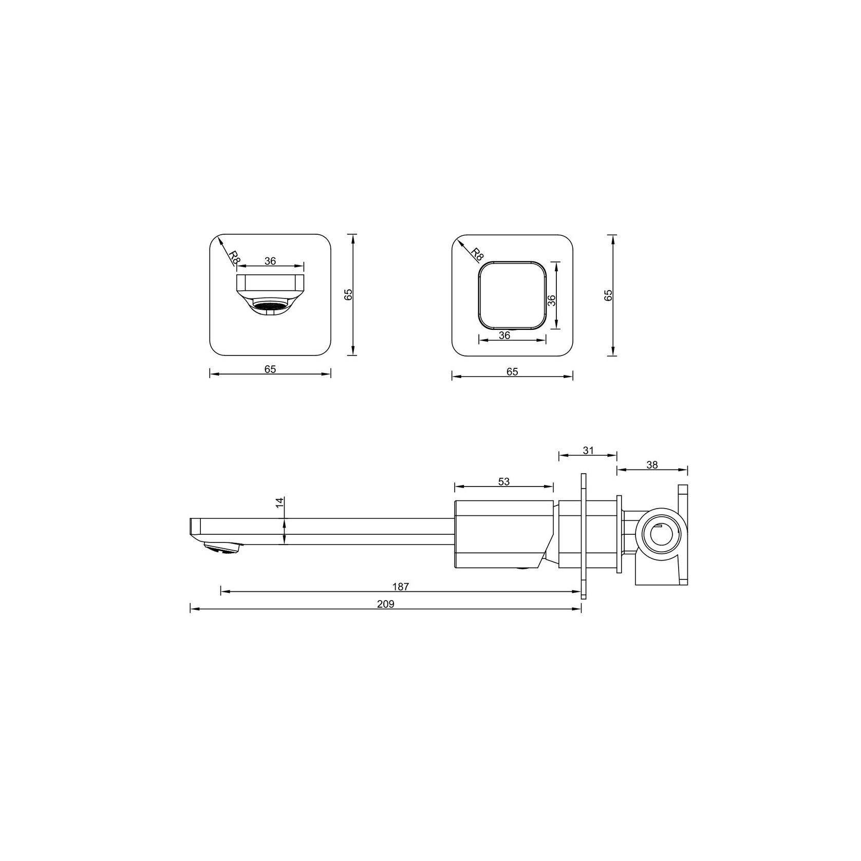 Cube Wall Mounted Basin Mixer Brushed Nickel gallery detail image