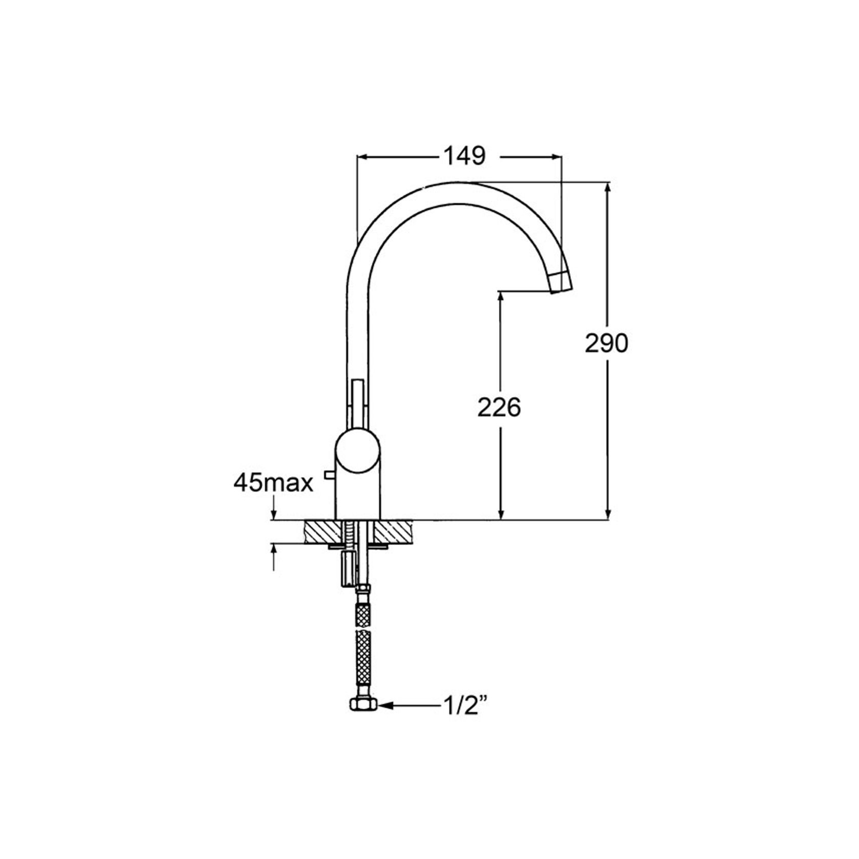 Elisa Gooseneck Basin Mixer Chrome (Right Hand) gallery detail image