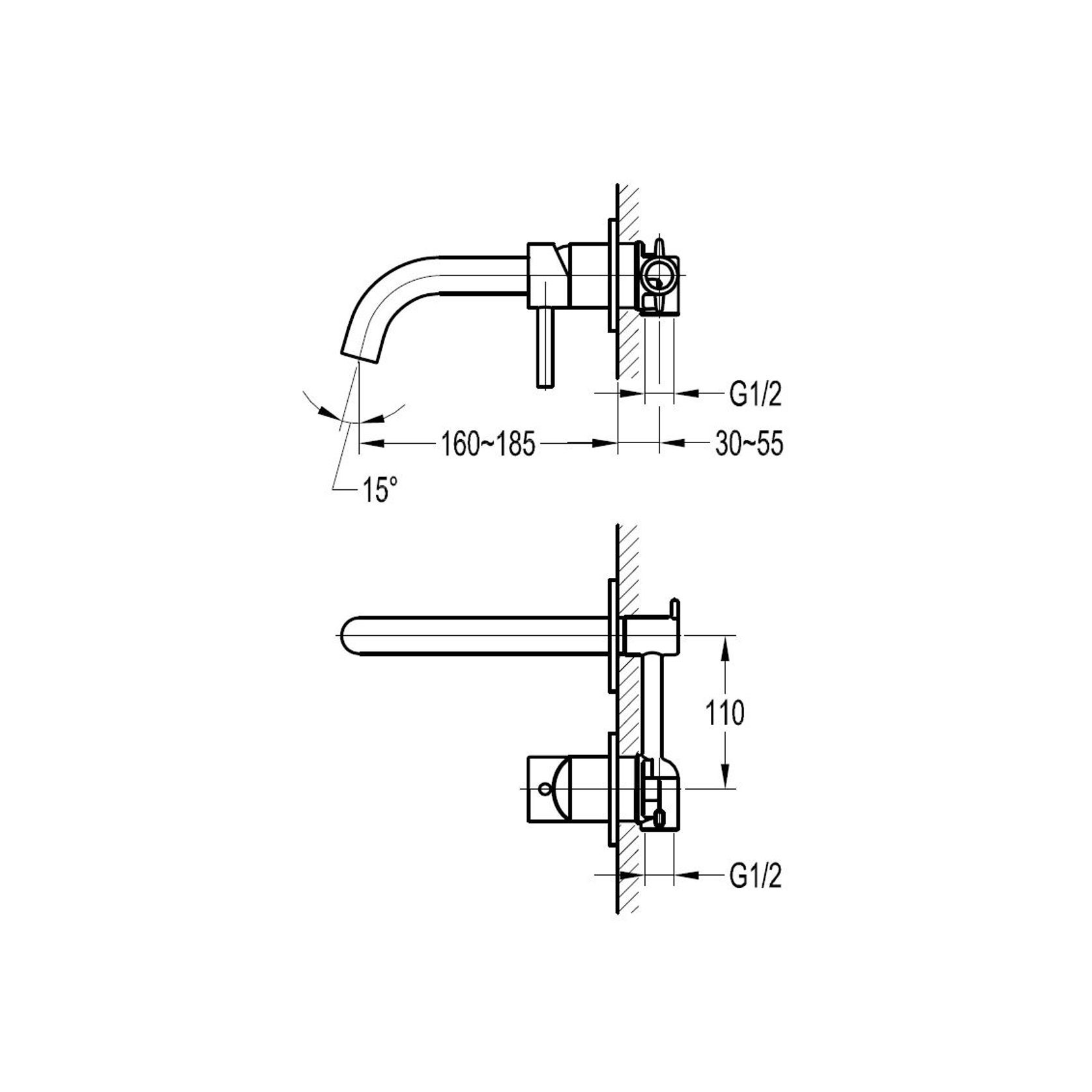 Elisa Wall Mounted Basin Mixer Chrome gallery detail image