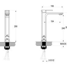 Flint Tall Basin Mixer Gun Metal gallery detail image