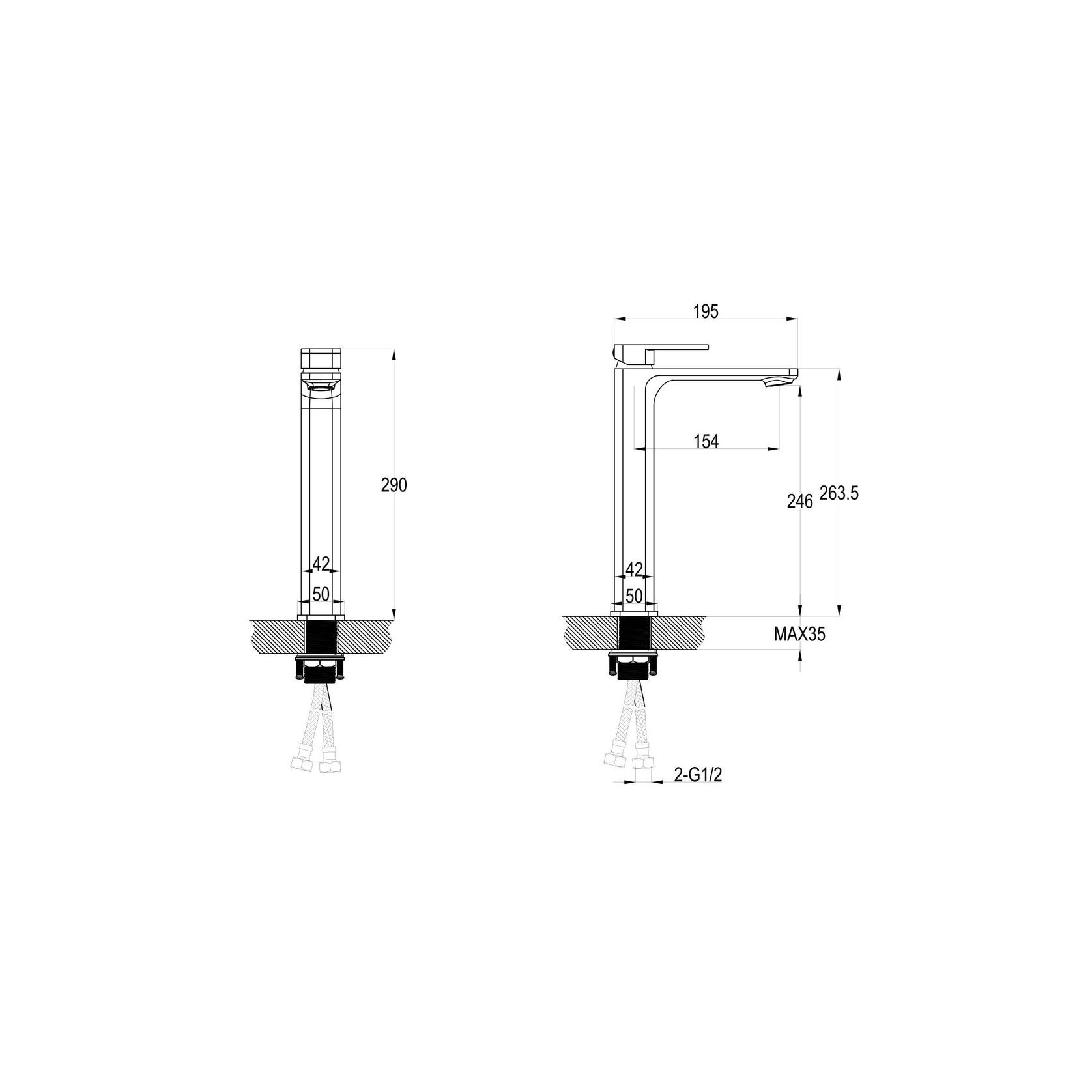 Flint Tall Basin Mixer Gun Metal gallery detail image