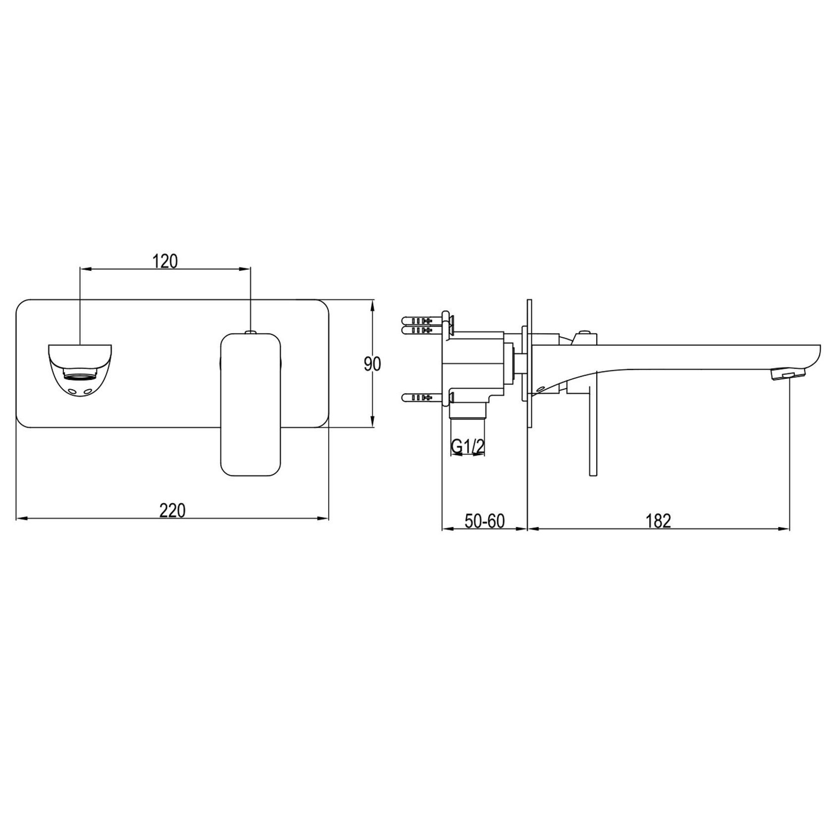 Flint Wall Mounted Basin Mixer Gun Metal gallery detail image