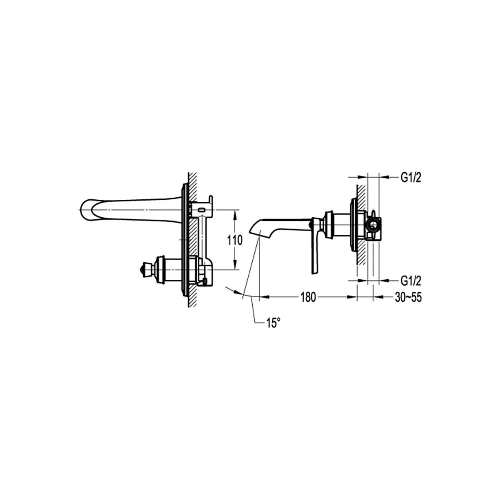 Liberty Wall Mounted Basin Mixer Chrome gallery detail image