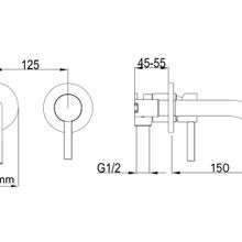 Loft Wall Basin Mixer with Short Spout Gun Metal gallery detail image