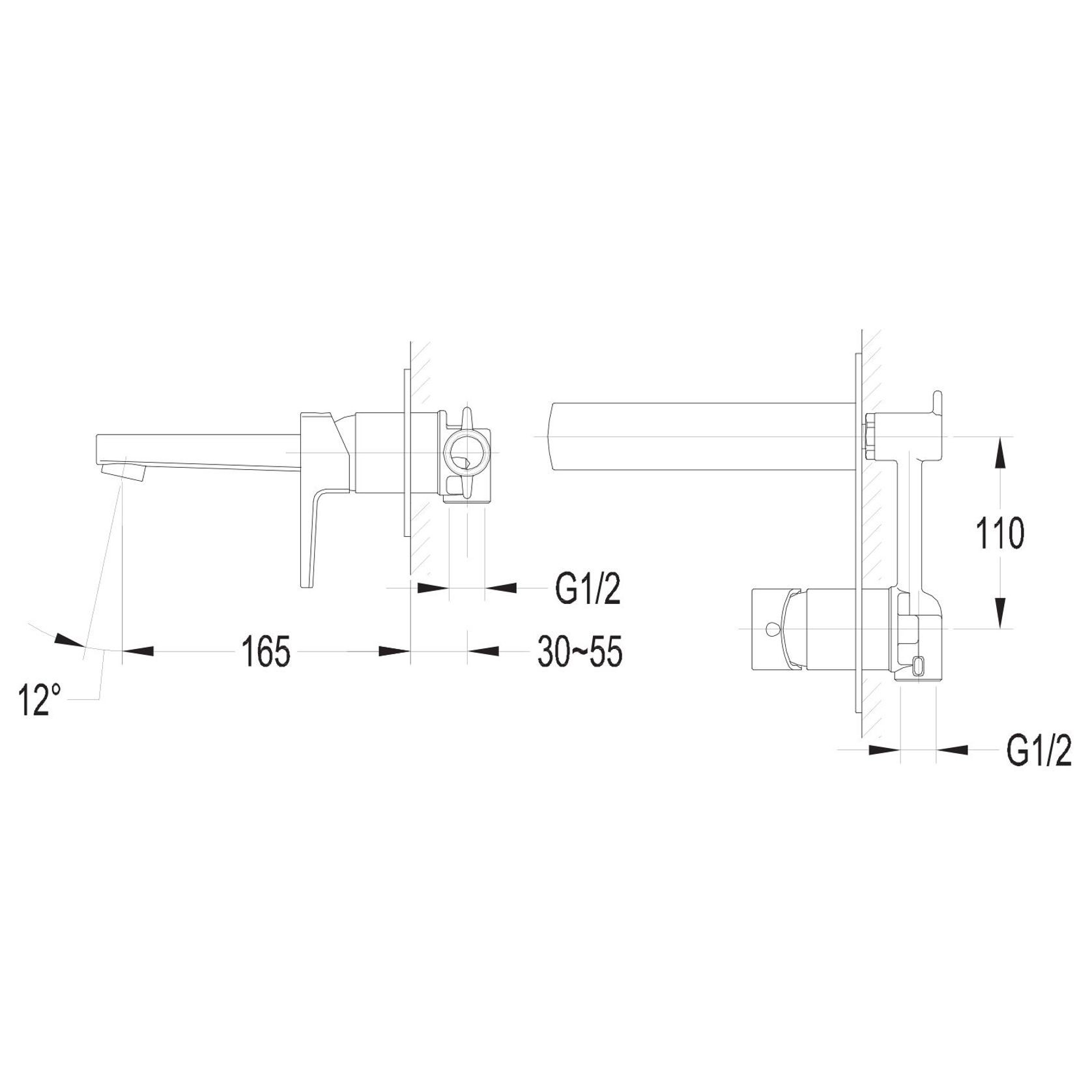 Nova/Vivid Wall Mounted Basin Mixer Chrome gallery detail image