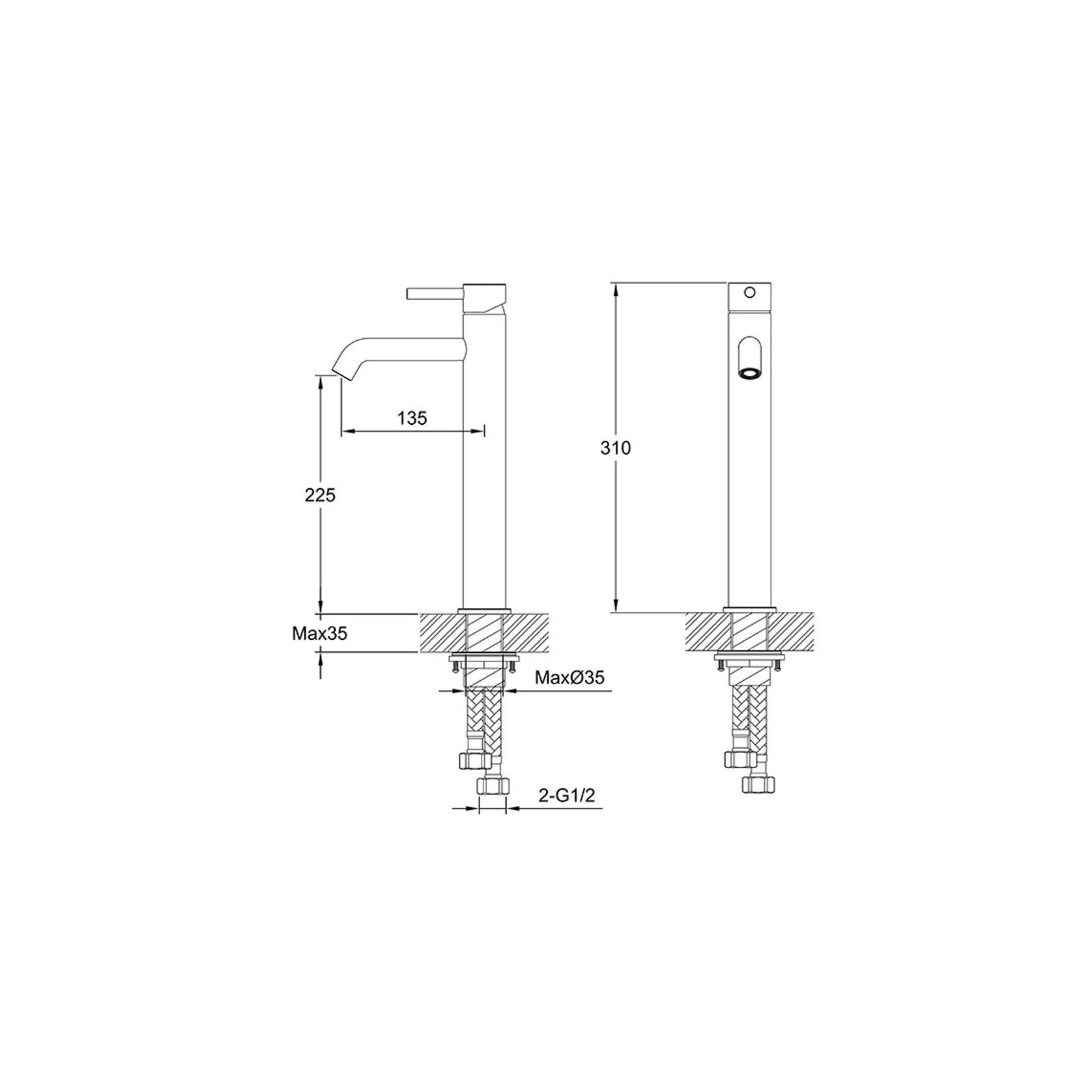 Urban Tall Basin Mixer Brushed Stainless gallery detail image