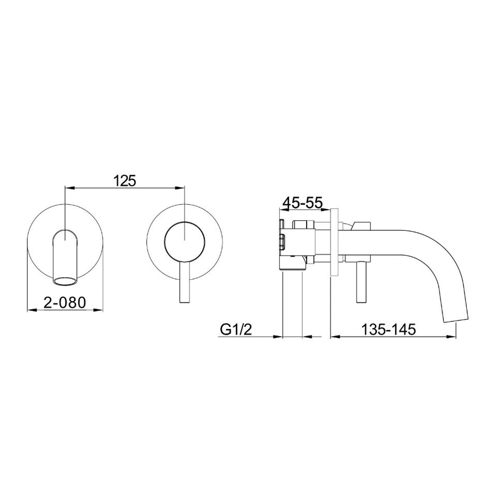 Urban Wall Basin Mixer Short Spout Brushed Stainless gallery detail image
