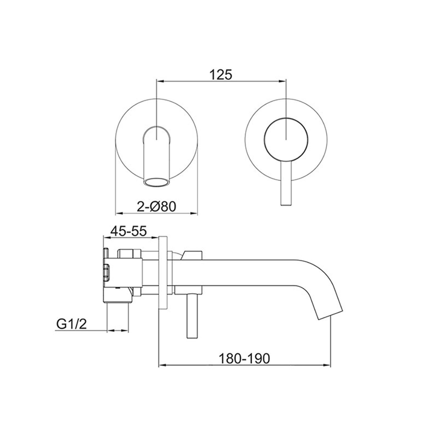 Urban Wall Mounted Basin Mixer Brushed Stainless gallery detail image