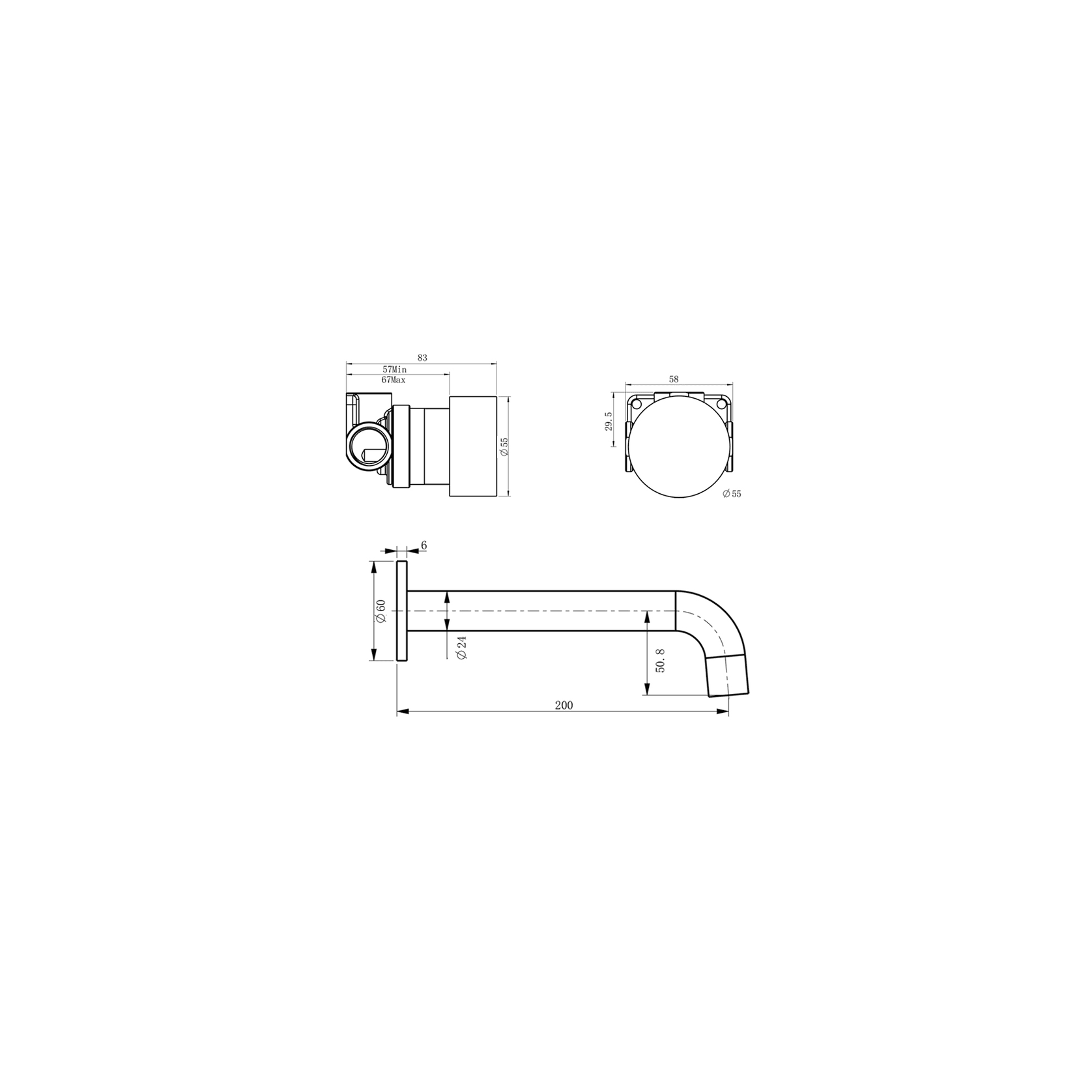 Lente 2 Tap Hole Progressive Wall Mounted Mixer gallery detail image
