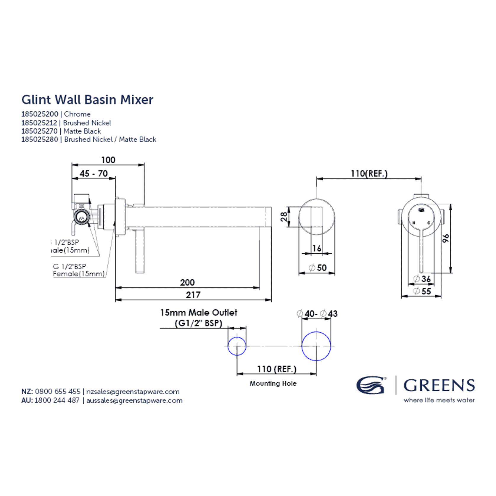 Glint Wall Basin Mixer gallery detail image