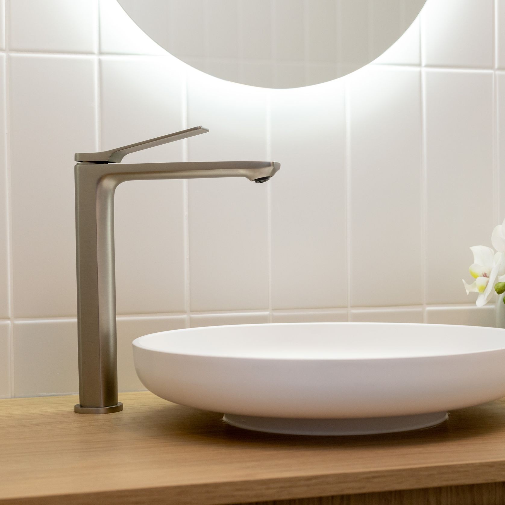 Rushy Tall Basin Mixer Brushed Brass gallery detail image