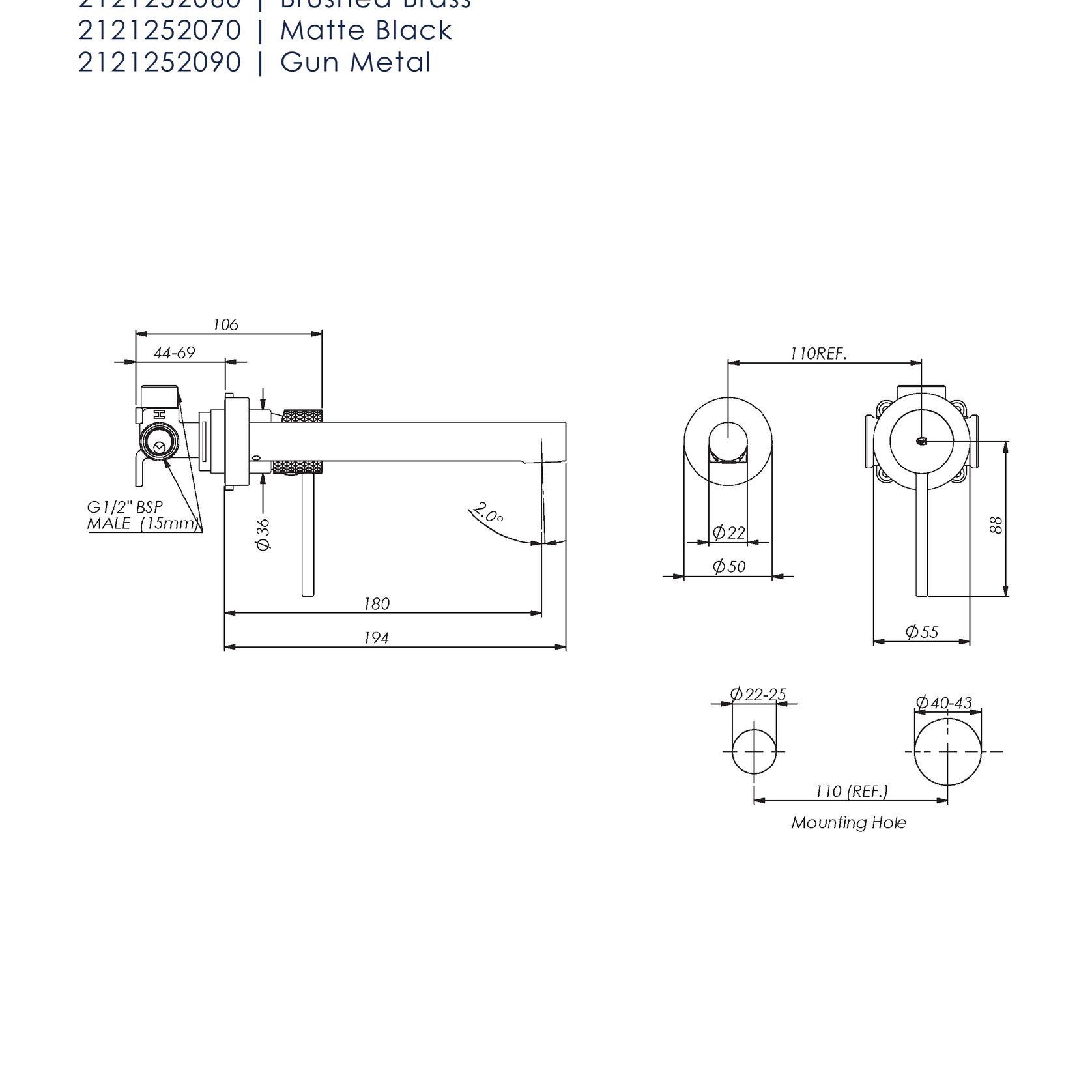Mika Basin Mixer without Faceplate gallery detail image