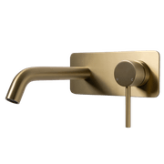 Mira Brushed Brass Gold Wall Mixer and Spout gallery detail image