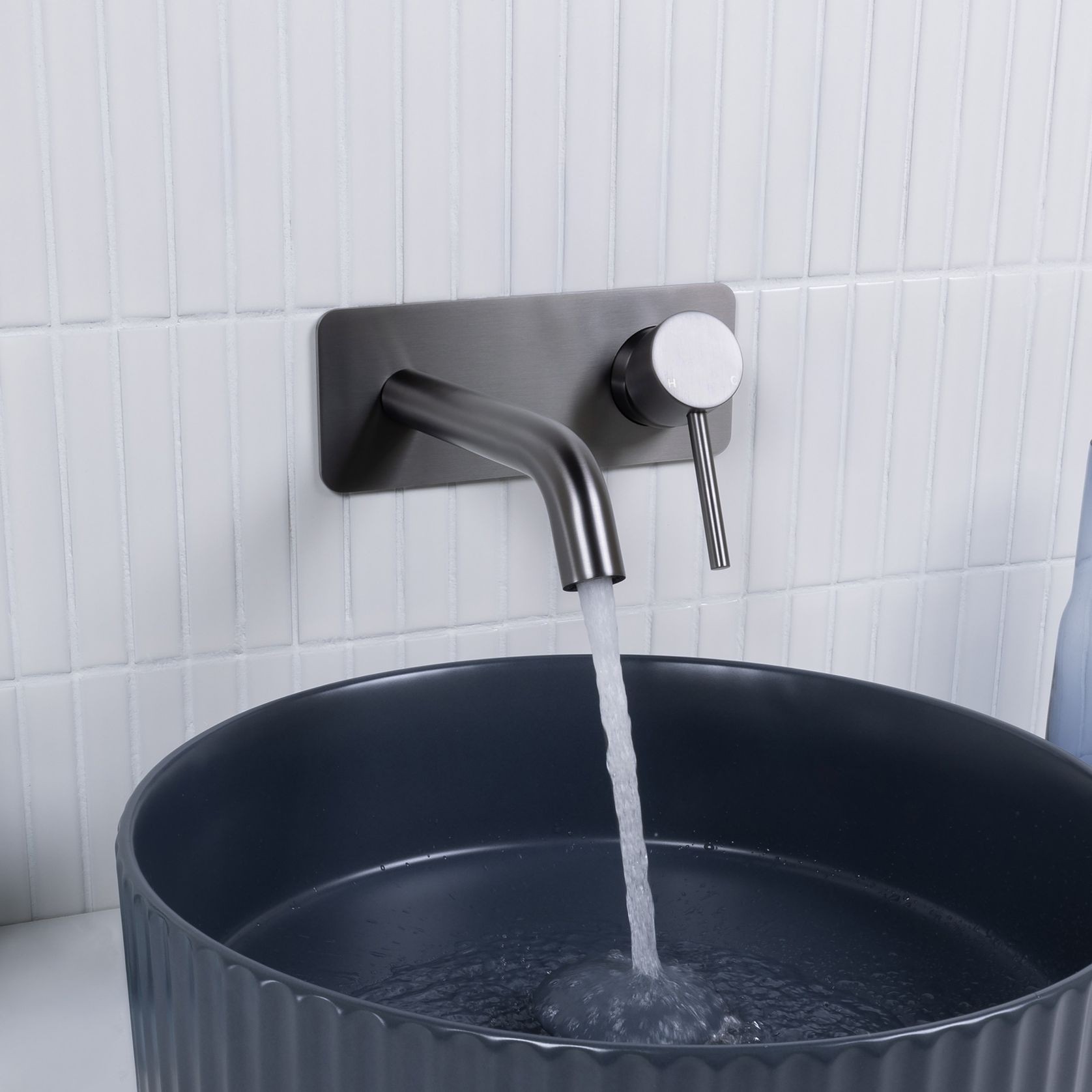 Mira Brushed Gunmetal Wall Mixer and Spout gallery detail image