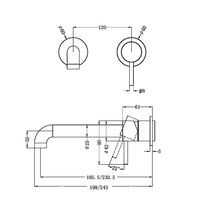 Zen SS316L Wall Basin/Bath Mixer Separate Back Plate 185mm Spout Trim Kits | Brushed Bronze gallery detail image